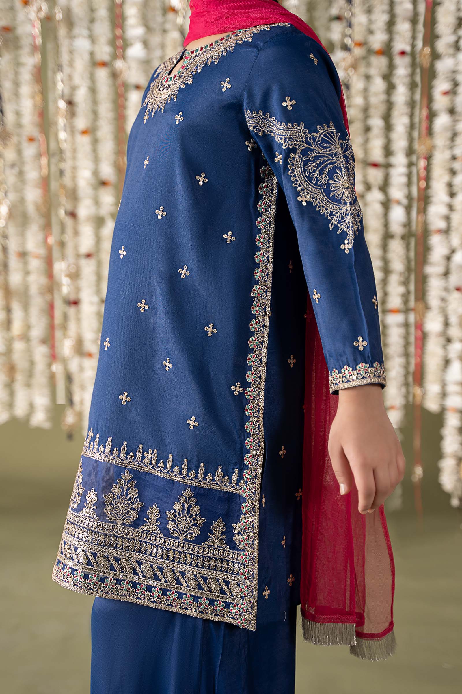 Maria B | 3 Piece Embroidered Raw Silk Suit | MKS-EF25-27 - by - Libasekhas UK - Registered Vendor of : Maria B - 100% Original Designer Dresss