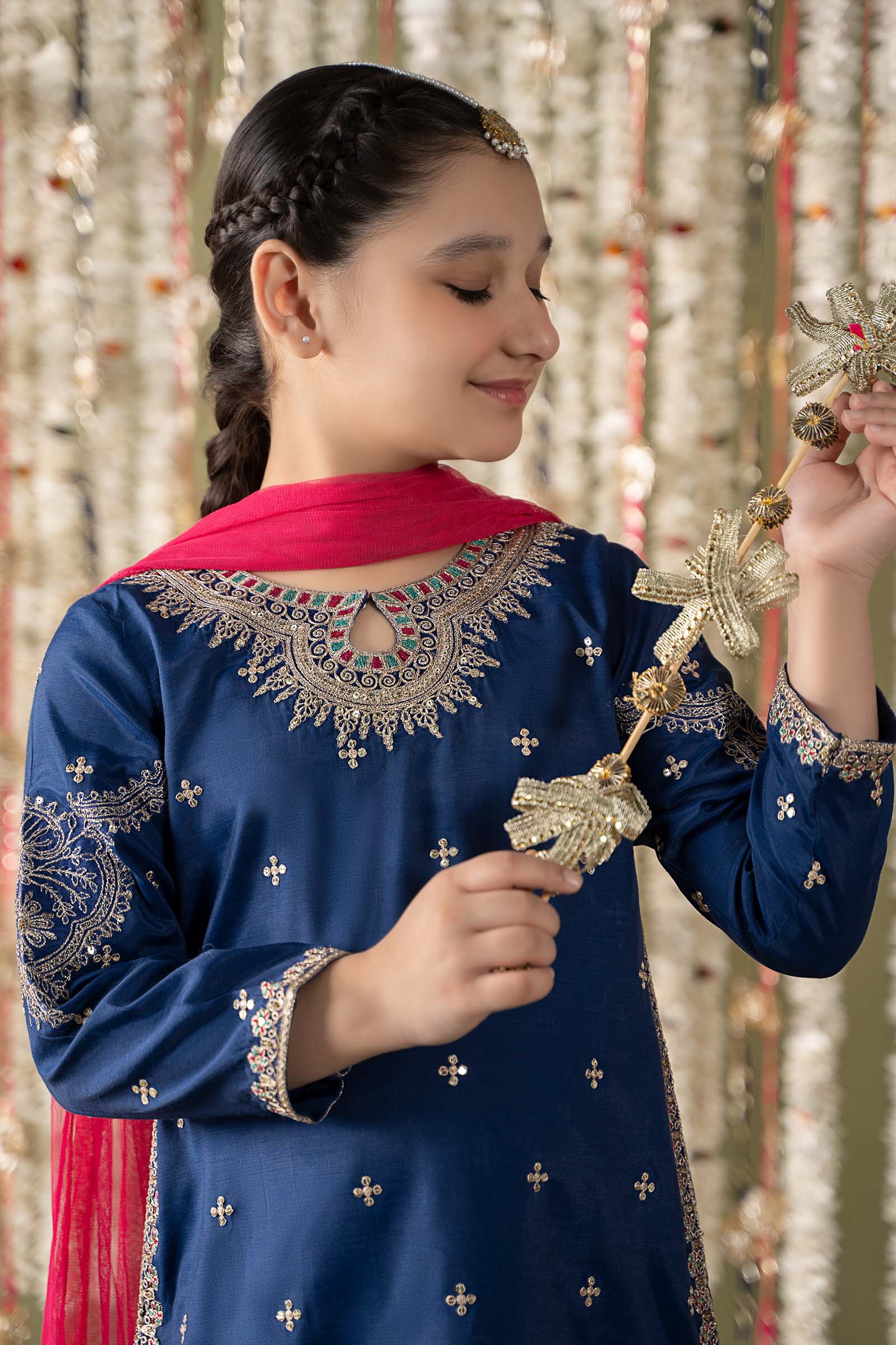 Maria B | 3 Piece Embroidered Raw Silk Suit | MKS-EF25-27 - by - Libasekhas UK - Registered Vendor of : Maria B - 100% Original Designer Dresss