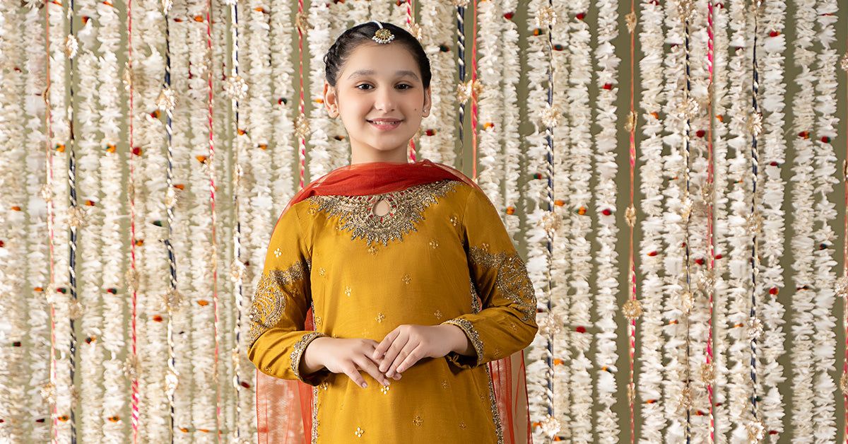Maria B | 3 Piece Embroidered Raw Silk Suit | MKS-EF25-27 - by - Libasekhas UK - Registered Vendor of : Maria B - 100% Original Designer Dresss