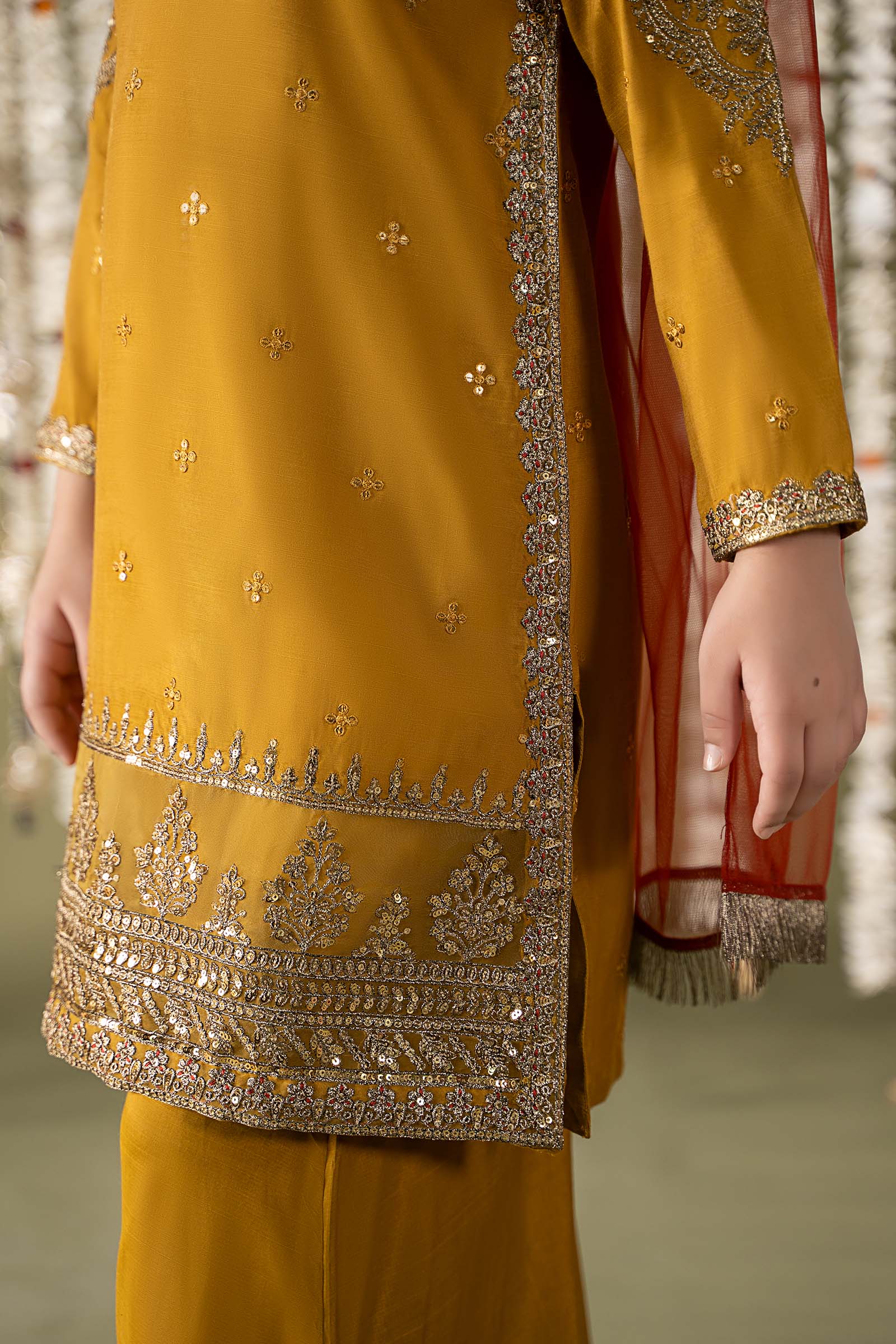 Maria B | 3 Piece Embroidered Raw Silk Suit | MKS-EF25-27 - by - Libasekhas UK - Registered Vendor of : Maria B - 100% Original Designer Dresss