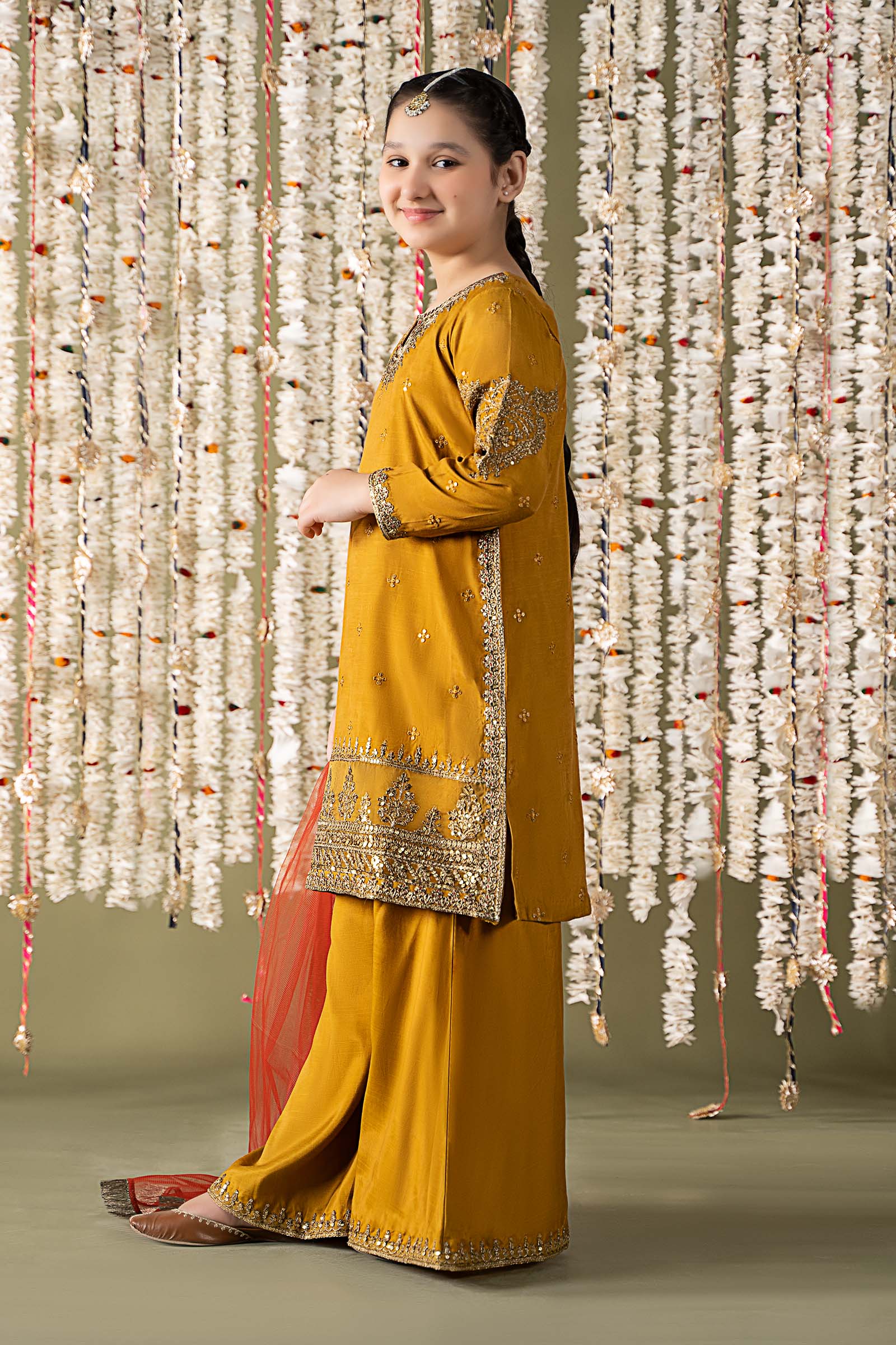 Maria B | 3 Piece Embroidered Raw Silk Suit | MKS-EF25-27 - by - Libasekhas UK - Registered Vendor of : Maria B - 100% Original Designer Dresss