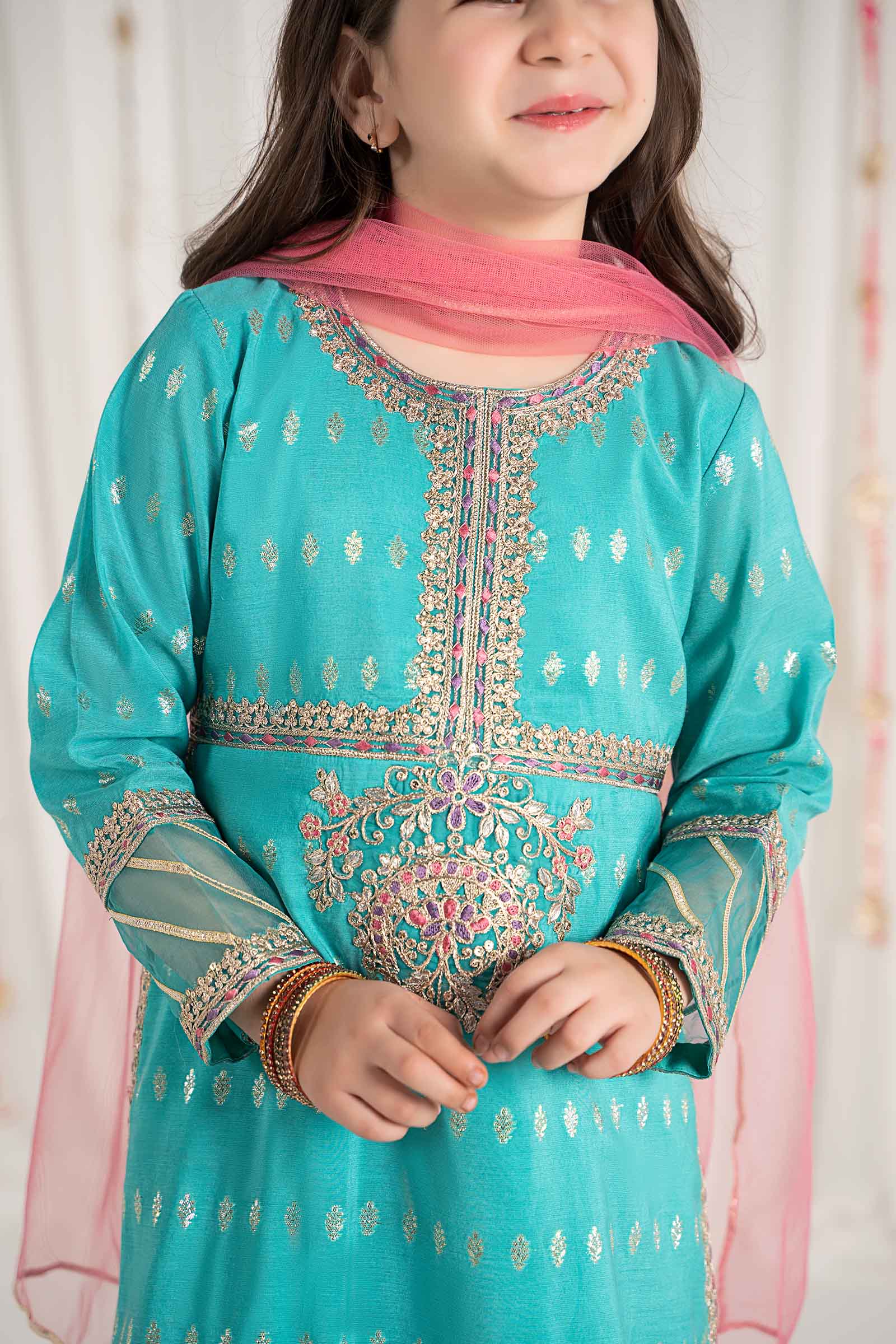 Maria B | 3 Piece Embroidered Raw Silk Suit | MKS-EF25-30 - by - Libasekhas UK - Registered Vendor of : Maria B - 100% Original Designer Dresss
