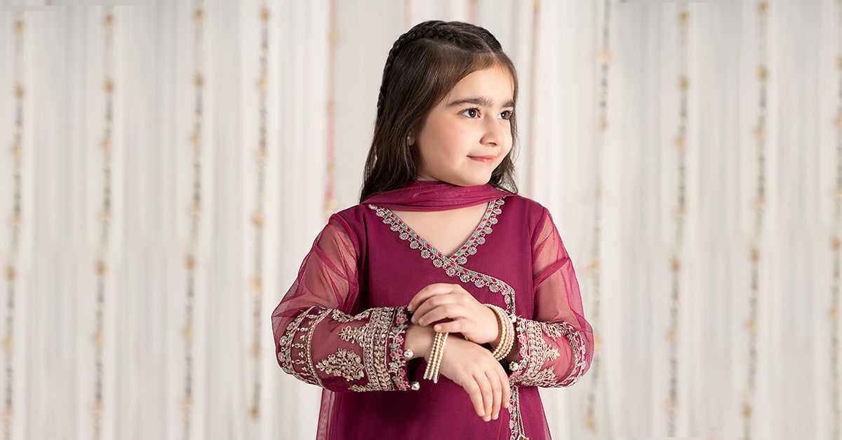 Maria B | 3 Piece Embroidered Polyester Net Suit | MKS-EF25-43 - by - Libasekhas UK - Registered Vendor of : Maria B - 100% Original Designer Dresss