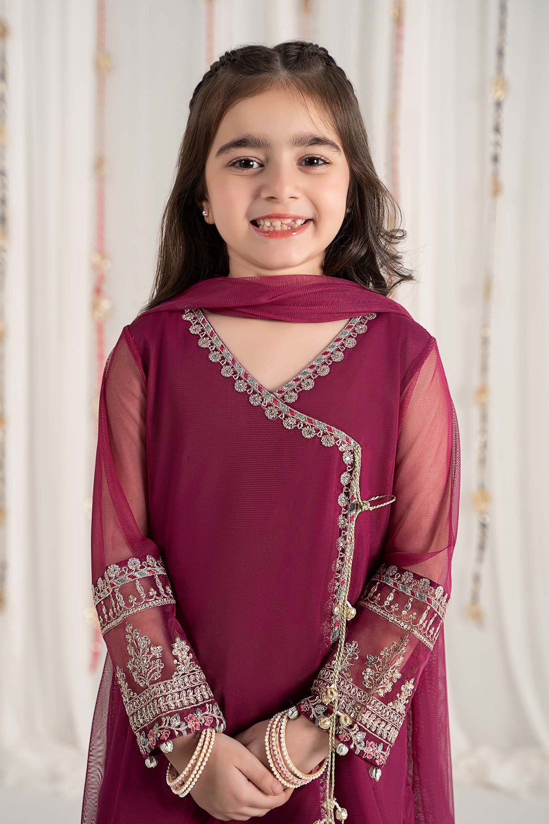 Maria B | 3 Piece Embroidered Polyester Net Suit | MKS-EF25-43 - by - Libasekhas UK - Registered Vendor of : Maria B - 100% Original Designer Dresss