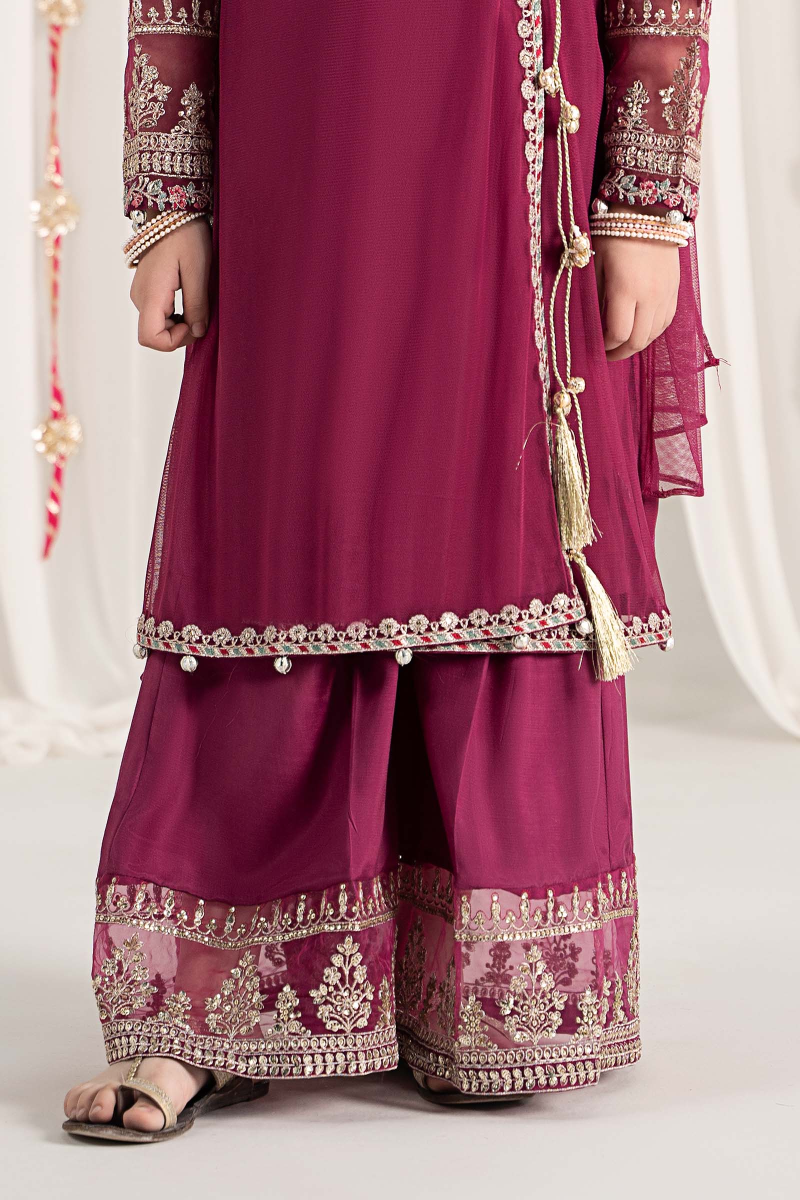 Maria B | 3 Piece Embroidered Polyester Net Suit | MKS-EF25-43 - by - Libasekhas UK - Registered Vendor of : Maria B - 100% Original Designer Dresss