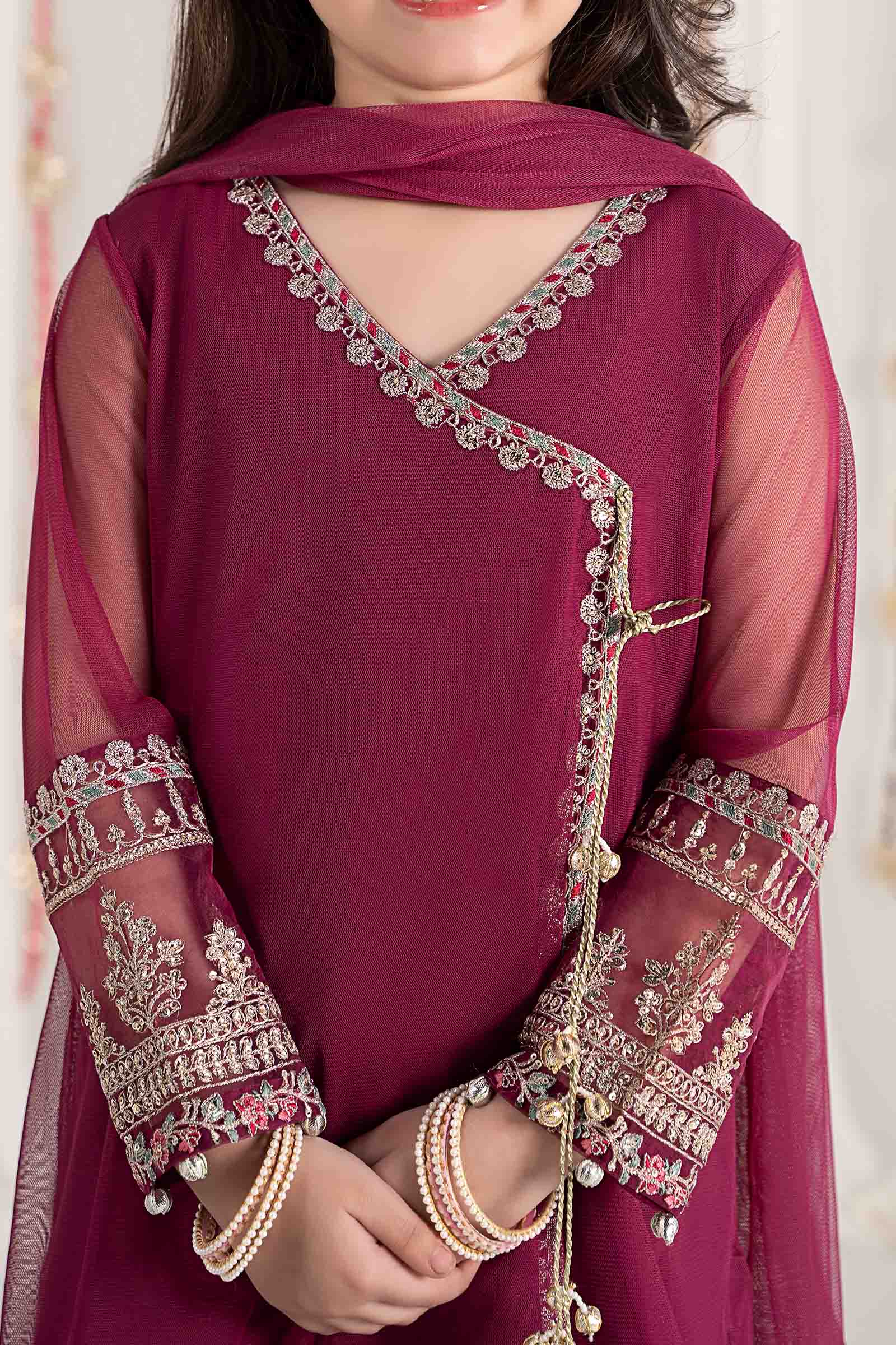 Maria B | 3 Piece Embroidered Polyester Net Suit | MKS-EF25-43 - by - Libasekhas UK - Registered Vendor of : Maria B - 100% Original Designer Dresss