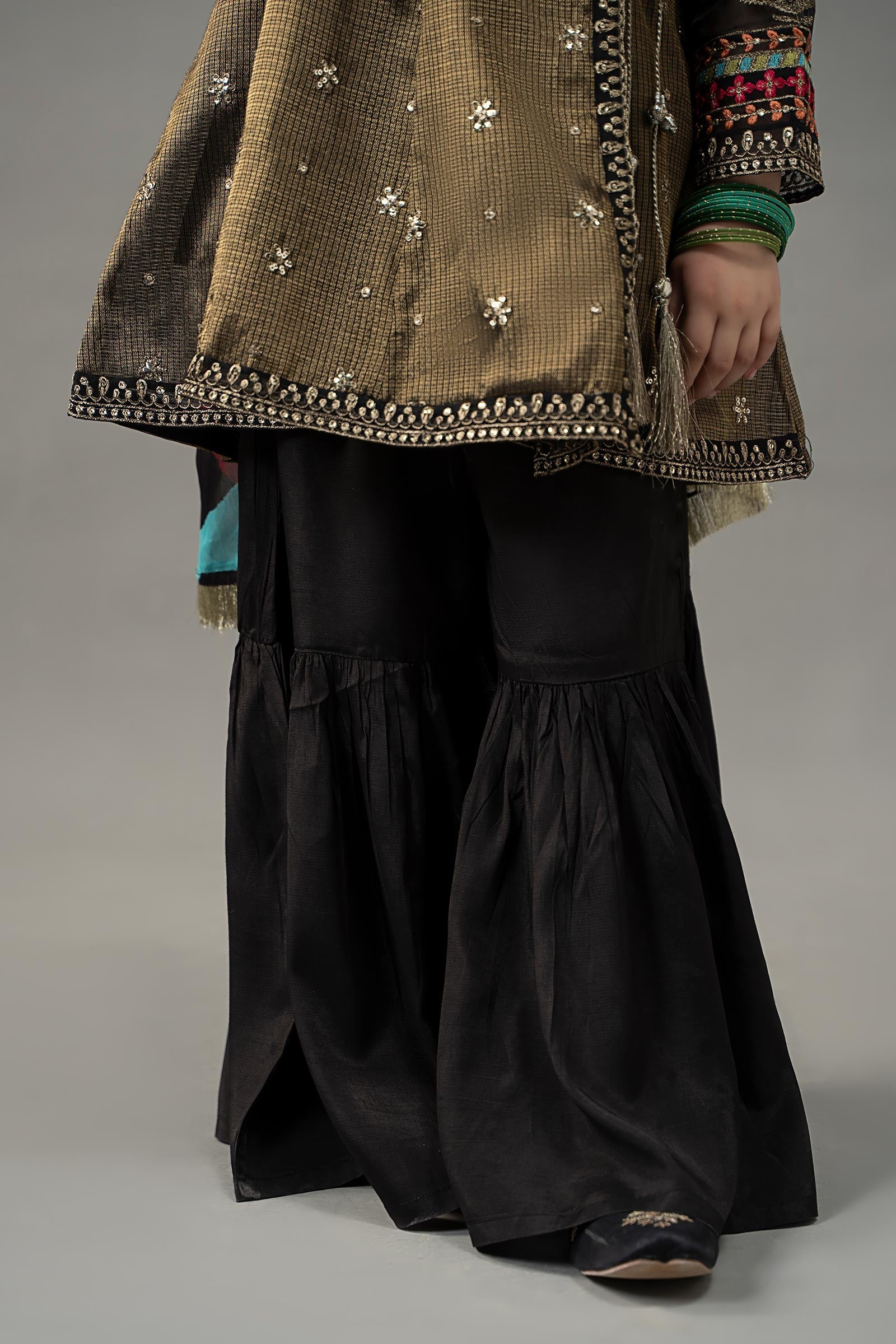 3 Piece Embroidered Cotton Zari Net Suit - Kids Clothing - available at Maria Faisal in UK and USA.