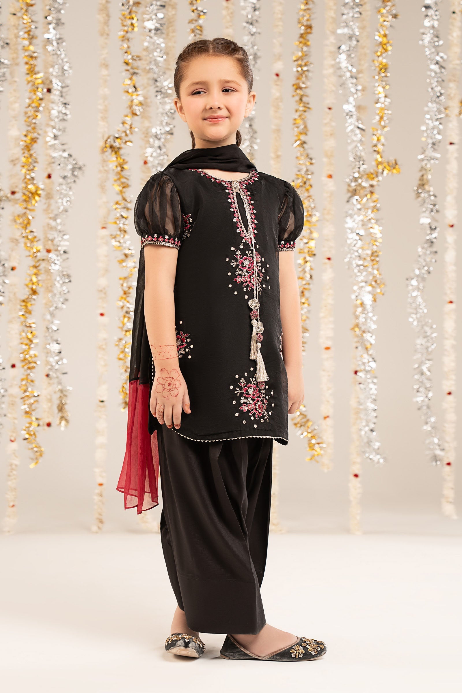 3 Piece Embroidered Organza Suit - Kids Clothing - available at Maria Faisal in UK and USA.