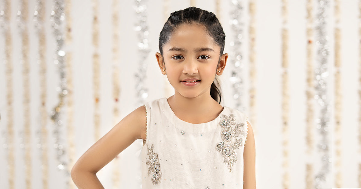 kids-clothes-mks-ef26-03-white by Maria B Kids - Designer Dress  - Type : KidsClothes - Available at Libasekhas UK - 100% Original 