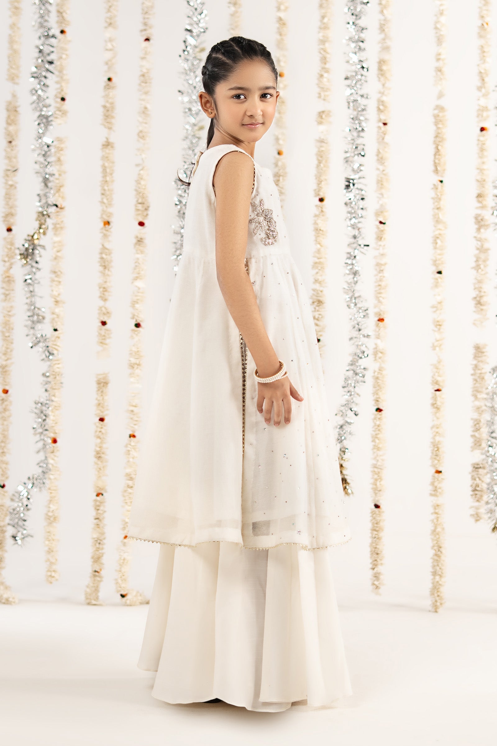 kids-clothes-mks-ef26-03-white by Maria B Kids - Designer Dress  - Type : KidsClothes - Available at Libasekhas UK - 100% Original 