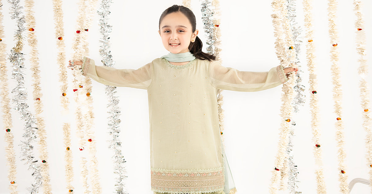 kids-clothes-mks-ef26-04-green by Maria B Kids - Designer Dress  - Type : KidsClothes - Available at Libasekhas UK - 100% Original 
