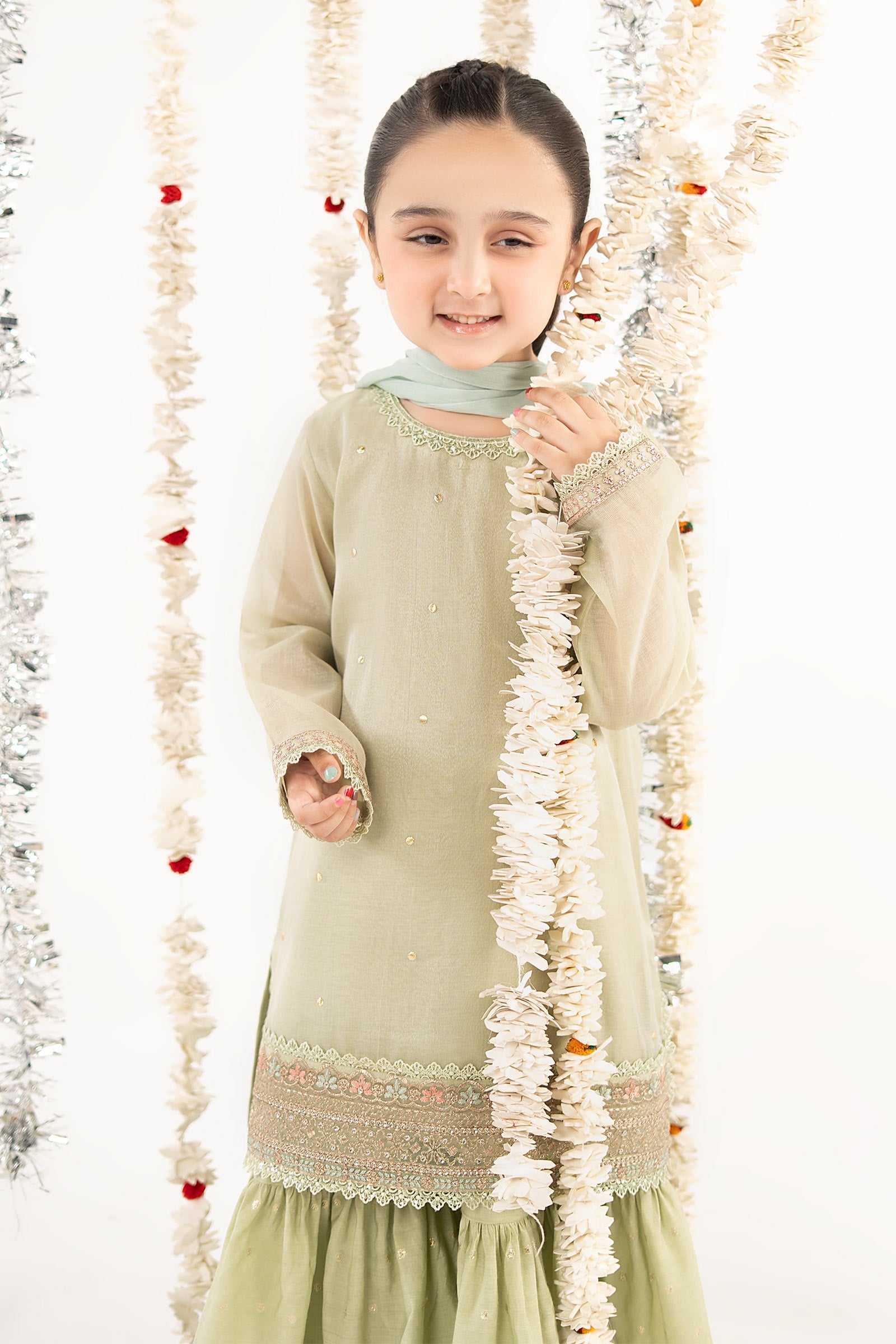 kids-clothes-mks-ef26-04-green by Maria B Kids - Designer Dress  - Type : KidsClothes - Available at Libasekhas UK - 100% Original 
