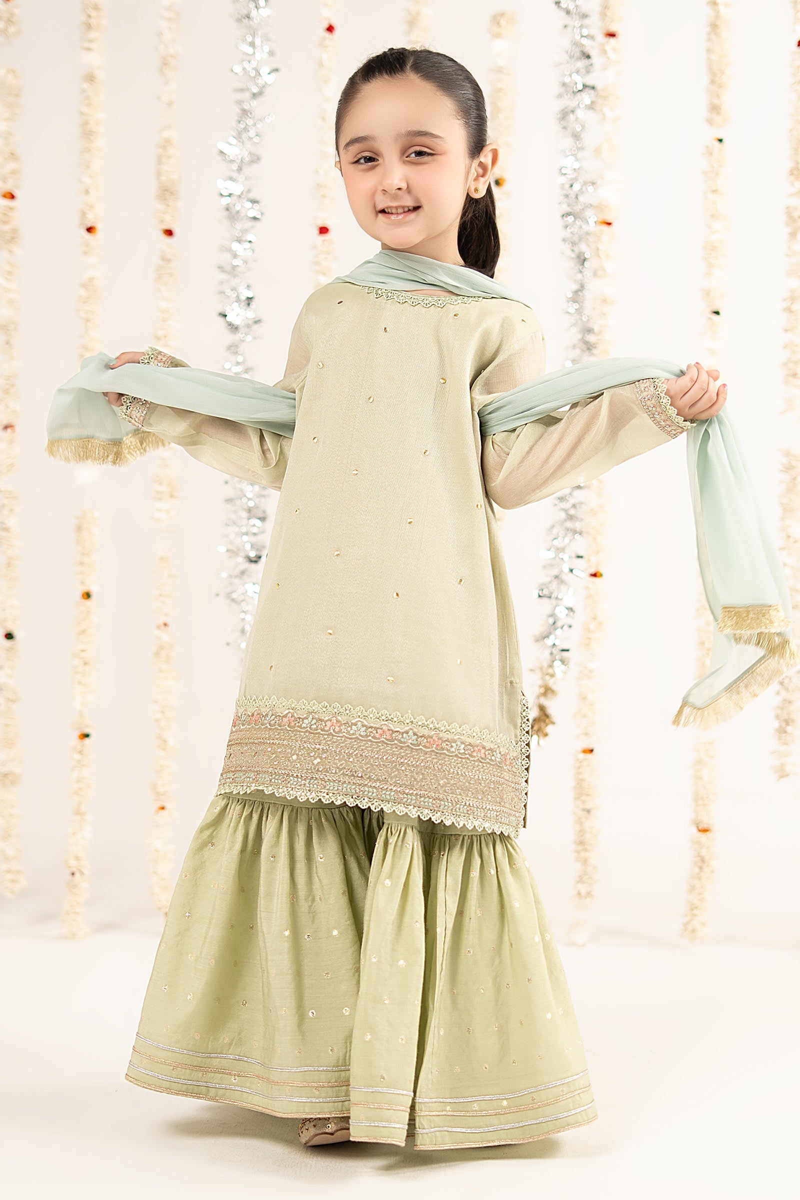 kids-clothes-mks-ef26-04-green by Maria B Kids - Designer Dress  - Type : KidsClothes - Available at Libasekhas UK - 100% Original 