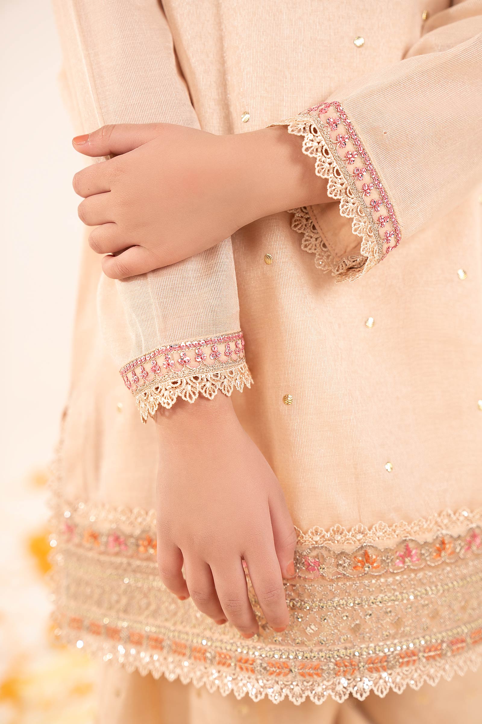 kids-clothes-mks-ef26-04-peach by Maria B Kids - Designer Dress  - Type : KidsClothes - Available at Libasekhas UK - 100% Original 