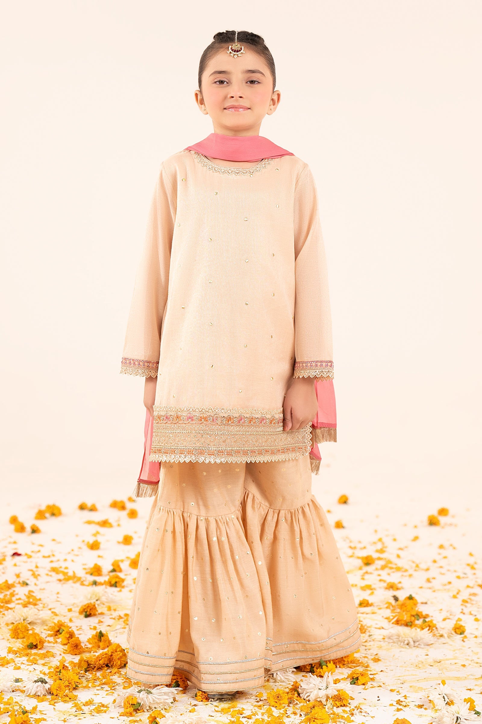 kids-clothes-mks-ef26-04-peach by Maria B Kids - Designer Dress  - Type : KidsClothes - Available at Libasekhas UK - 100% Original 