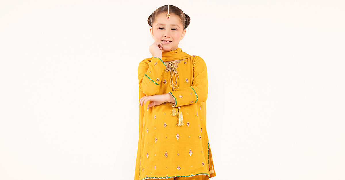 kids-clothes-mks-ef26-05-yellow by Maria B Kids - Designer Dress  - Type : KidsClothes - Available at Libasekhas UK - 100% Original 