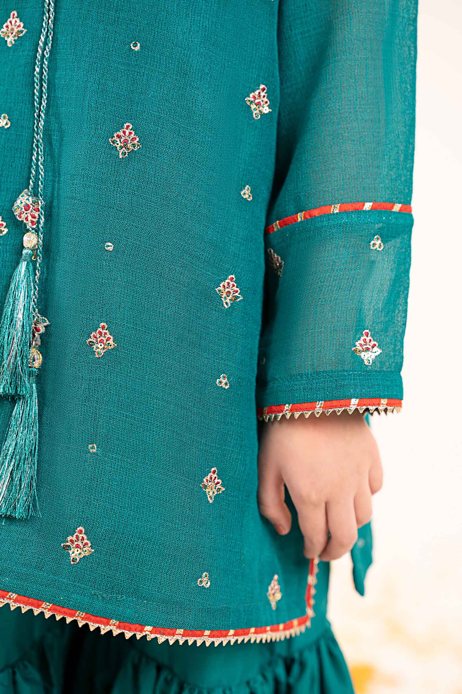 kids-clothes-mks-ef26-05-green by Maria B Kids - Designer Dress  - Type : KidsClothes - Available at Libasekhas UK - 100% Original 