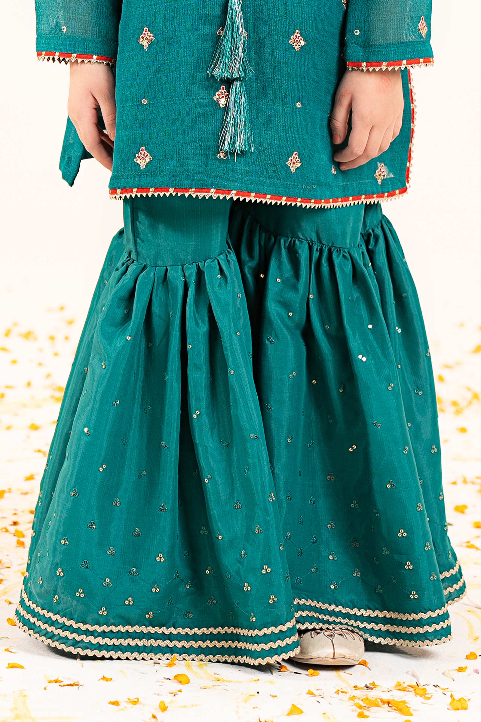 kids-clothes-mks-ef26-05-green by Maria B Kids - Designer Dress  - Type : KidsClothes - Available at Libasekhas UK - 100% Original 