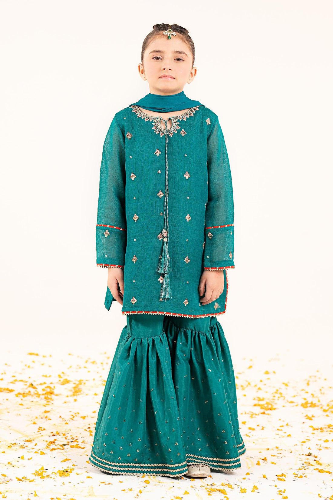 kids-clothes-mks-ef26-05-green by Maria B Kids - Designer Dress  - Type : KidsClothes - Available at Libasekhas UK - 100% Original 