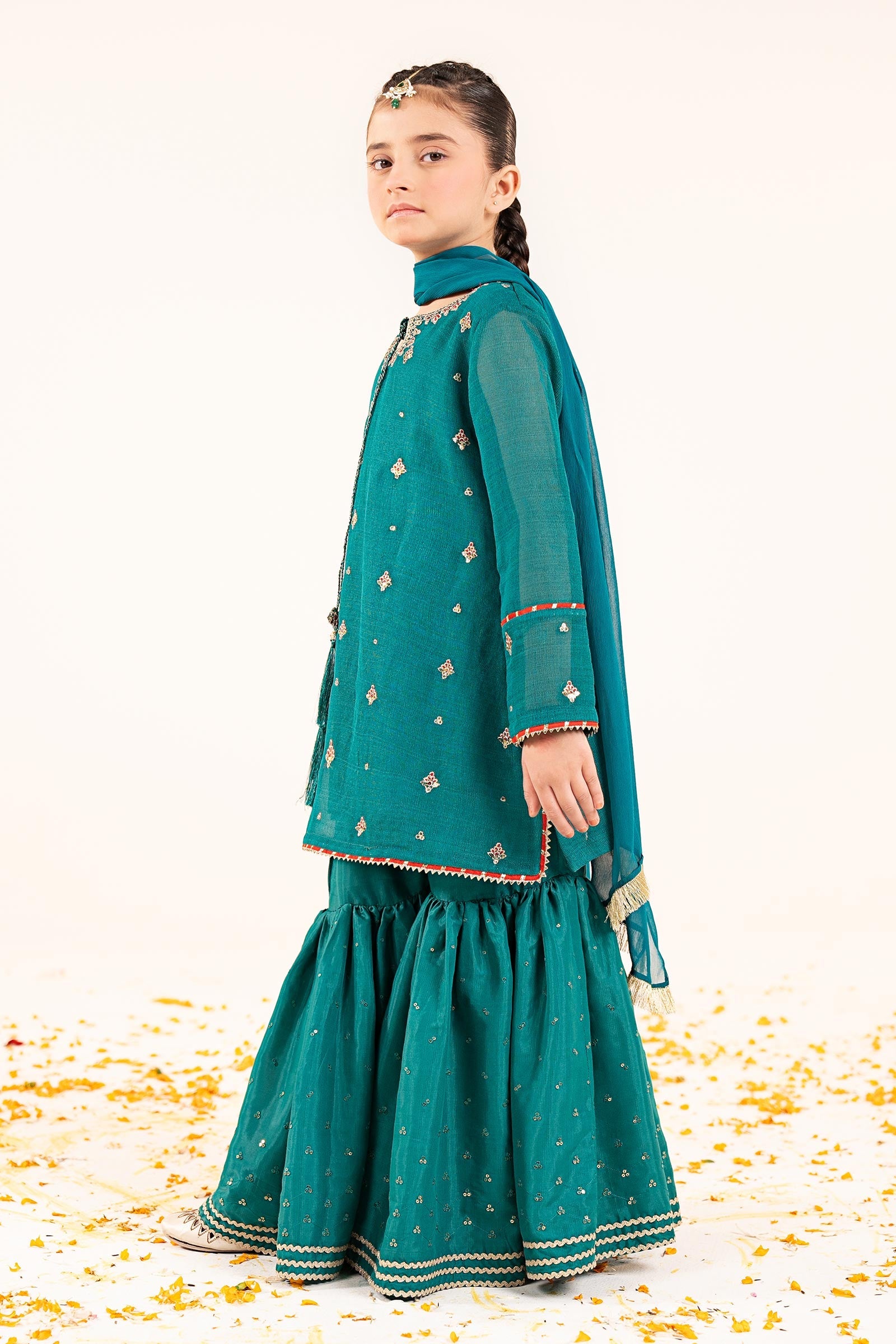 kids-clothes-mks-ef26-05-green by Maria B Kids - Designer Dress  - Type : KidsClothes - Available at Libasekhas UK - 100% Original 