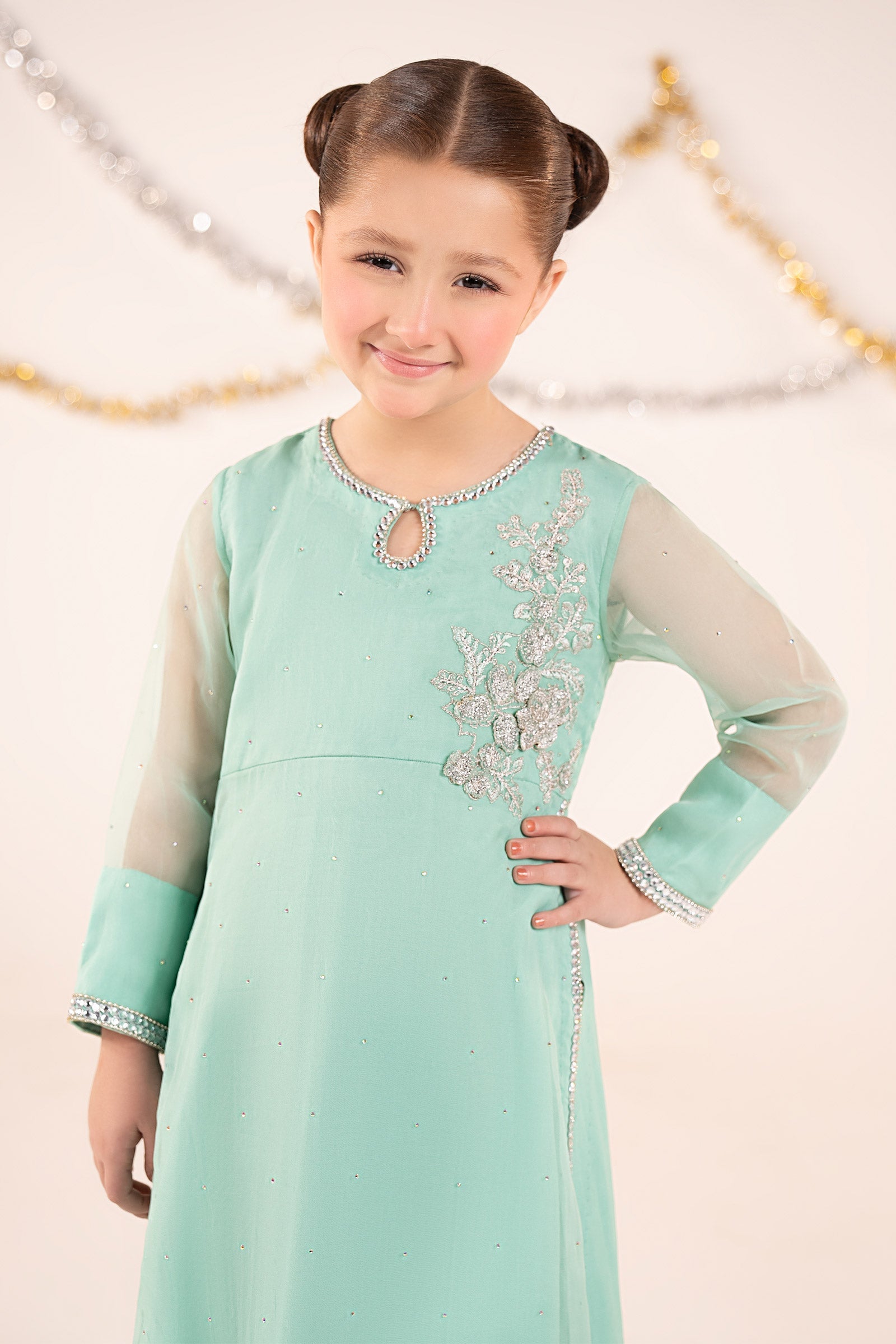 kids-clothes-mks-ef26-08-aqua by Maria B Kids - Designer Dress  - Type : KidsClothes - Available at Libasekhas UK - 100% Original 