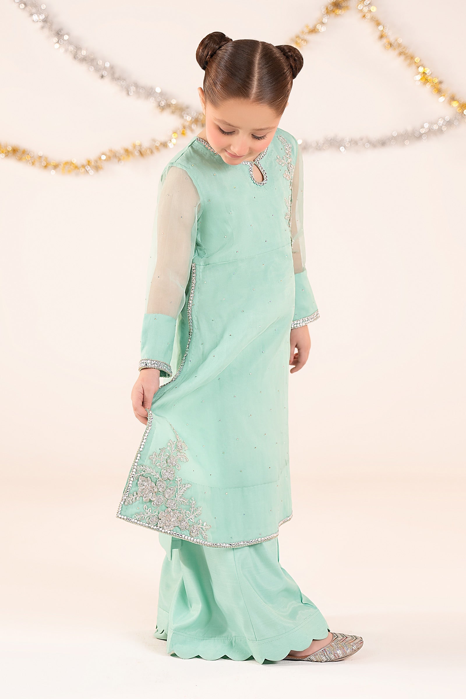 kids-clothes-mks-ef26-08-aqua by Maria B Kids - Designer Dress  - Type : KidsClothes - Available at Libasekhas UK - 100% Original 