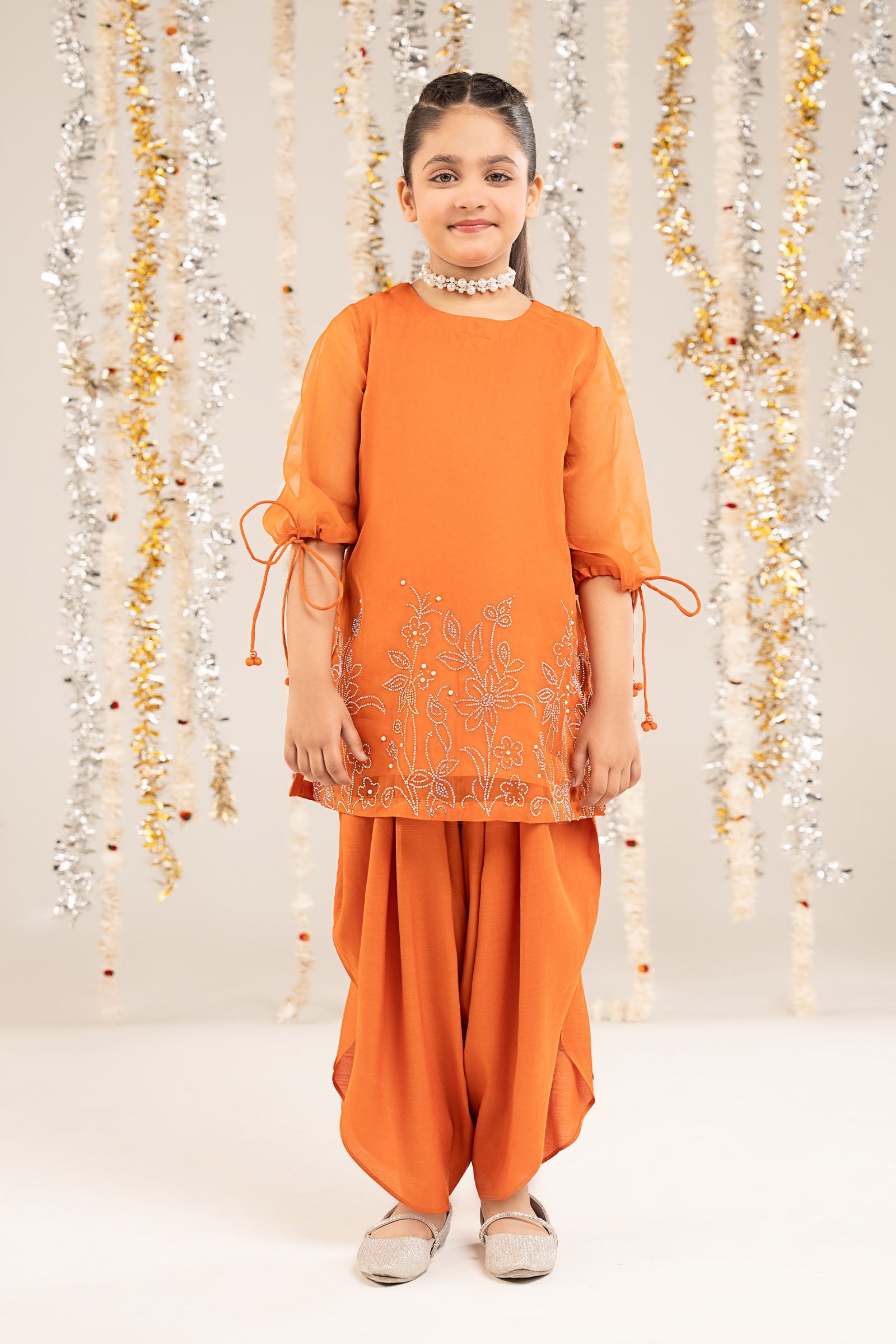 kids-clothes-mks-ef26-10-orange by Maria B Kids - Designer Dress  - Type : KidsClothes - Available at Libasekhas UK - 100% Original 