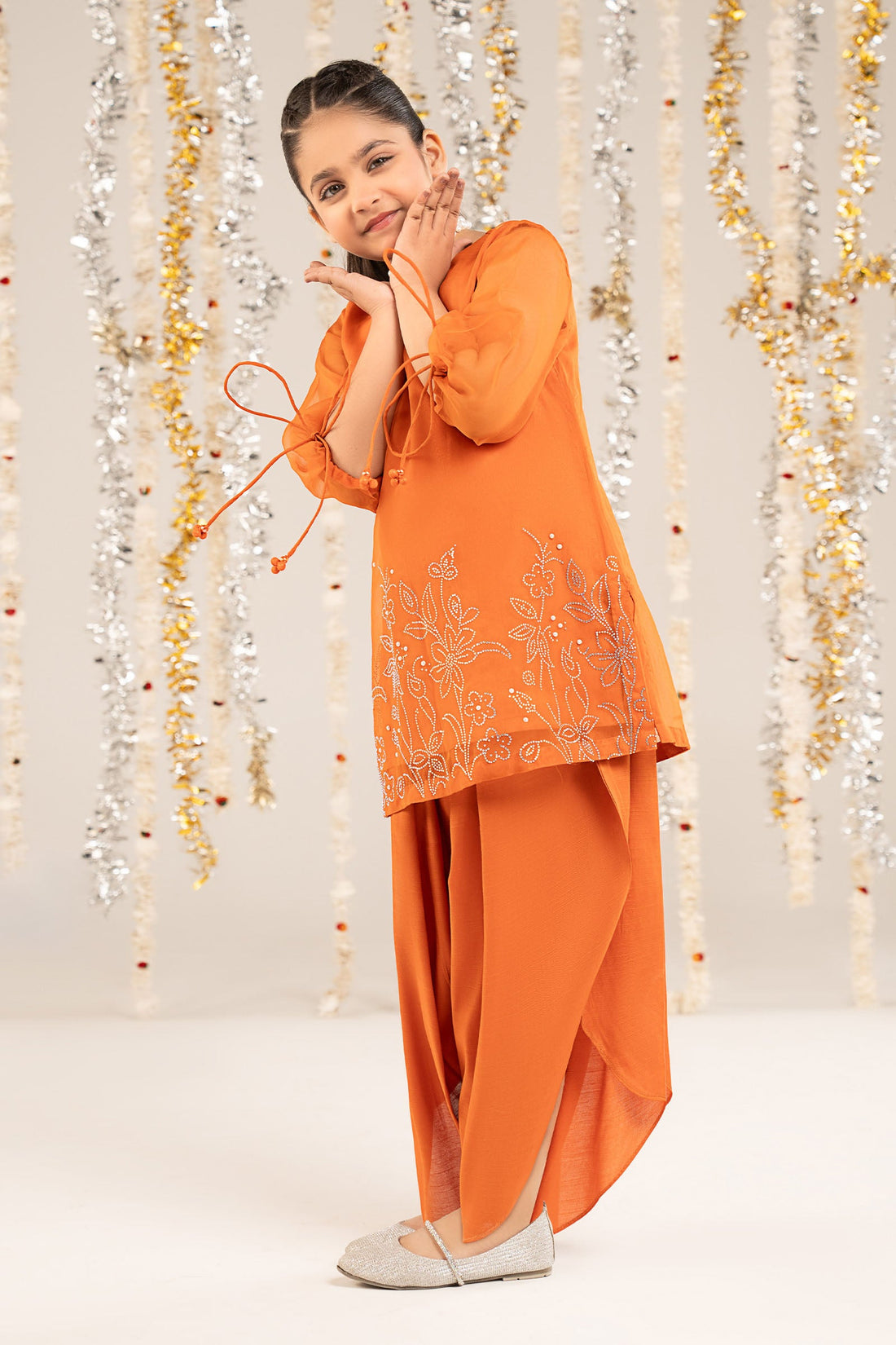 kids-clothes-mks-ef26-10-orange by Maria B Kids - Designer Dress  - Type : KidsClothes - Available at Libasekhas UK - 100% Original 