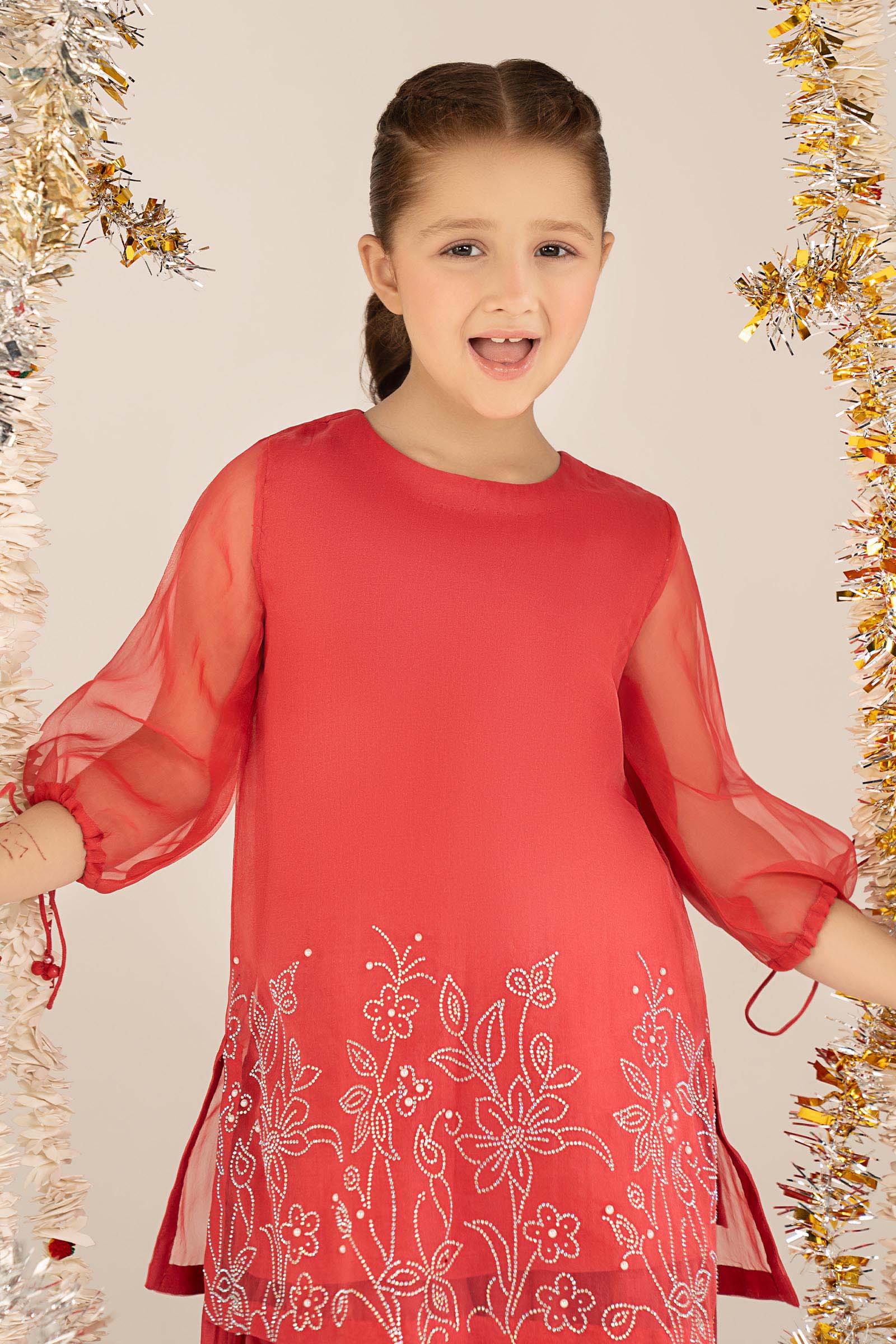 2 Piece Embellished Organza Suit - Kids Clothing - available at Maria Faisal in UK and USA.