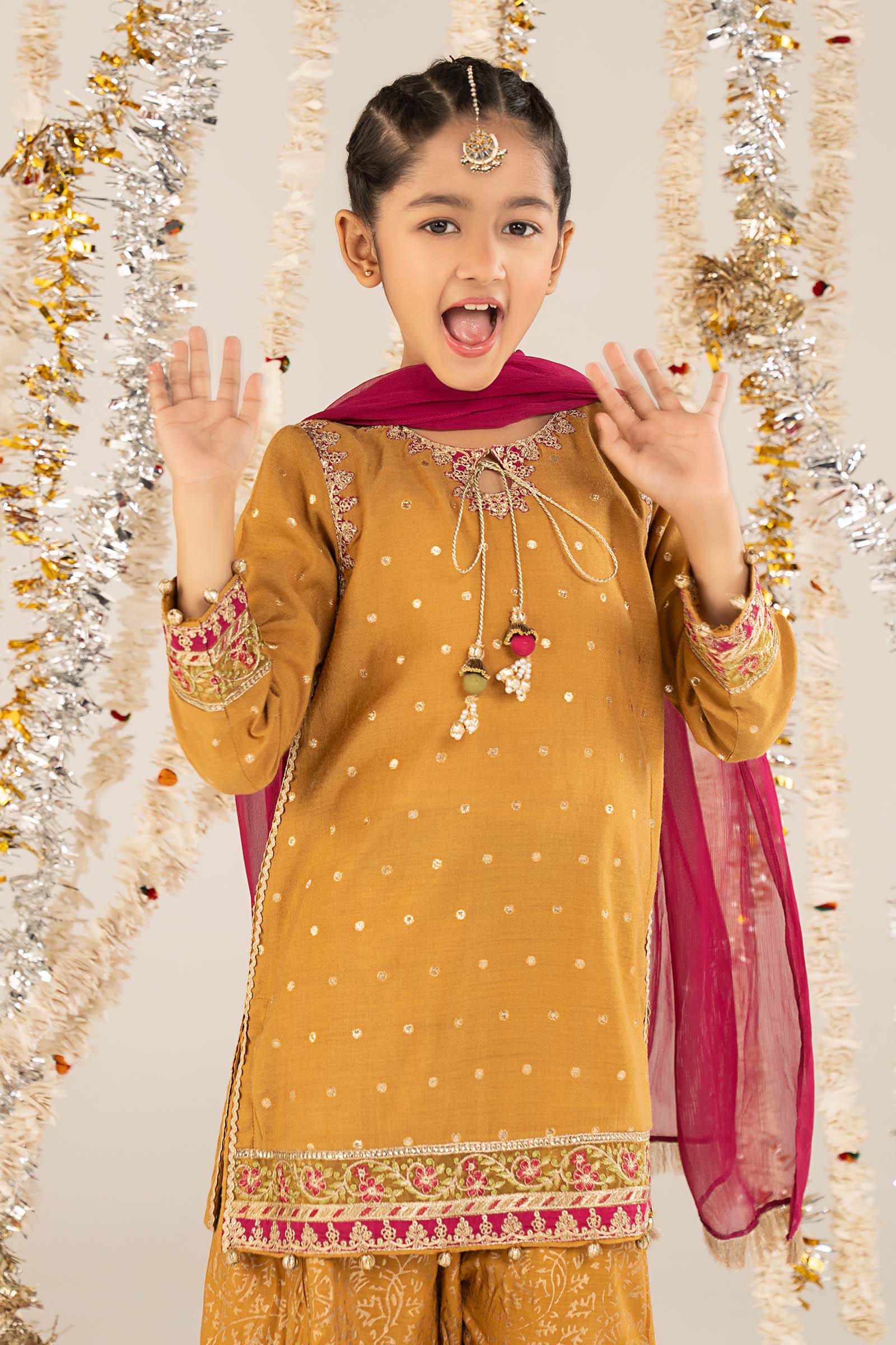 kids-clothes-mks-ef26-13-mustard by Maria B Kids - Designer Dress  - Type : KidsClothes - Available at Libasekhas UK - 100% Original 