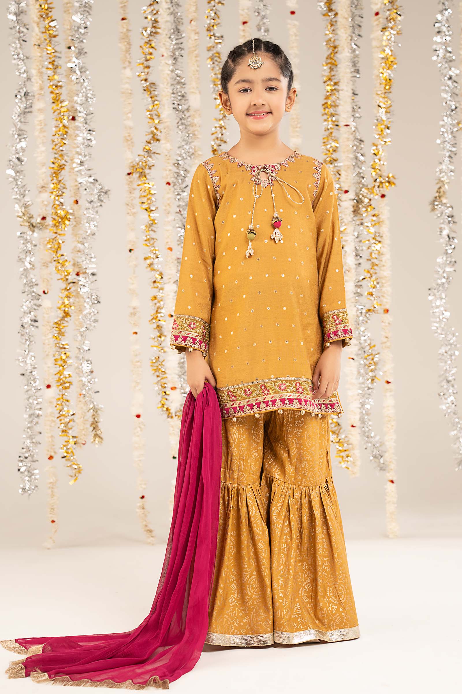kids-clothes-mks-ef26-13-mustard by Maria B Kids - Designer Dress  - Type : KidsClothes - Available at Libasekhas UK - 100% Original 