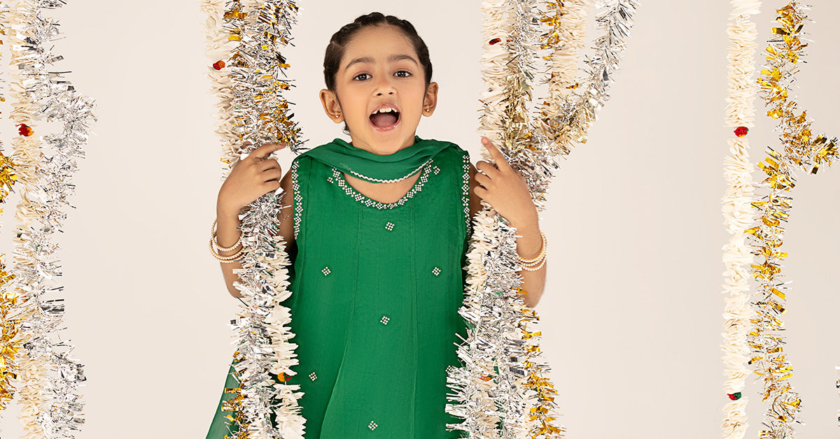 kids-clothes-mks-ef26-16-green by Maria B Kids - Designer Dress  - Type : KidsClothes - Available at Libasekhas UK - 100% Original 