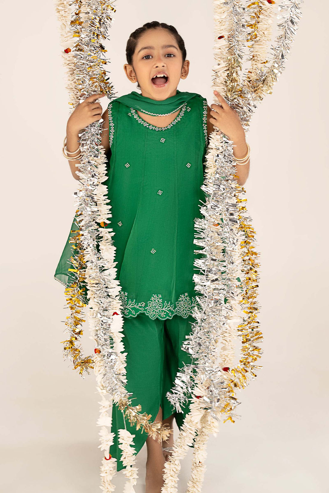 kids-clothes-mks-ef26-16-green by Maria B Kids - Designer Dress  - Type : KidsClothes - Available at Libasekhas UK - 100% Original 