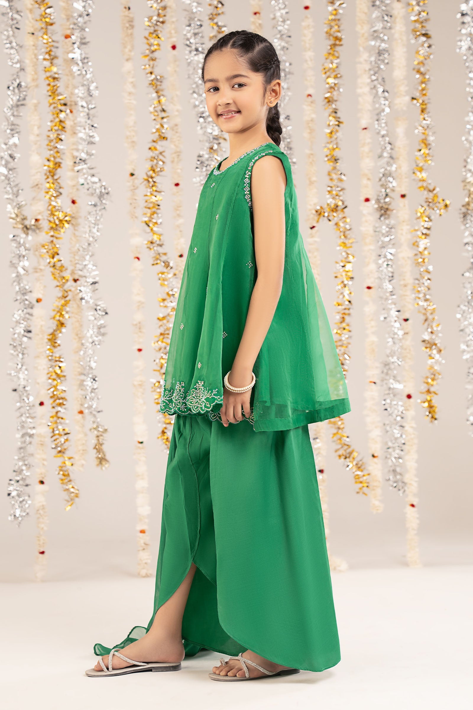 kids-clothes-mks-ef26-16-green by Maria B Kids - Designer Dress  - Type : KidsClothes - Available at Libasekhas UK - 100% Original 