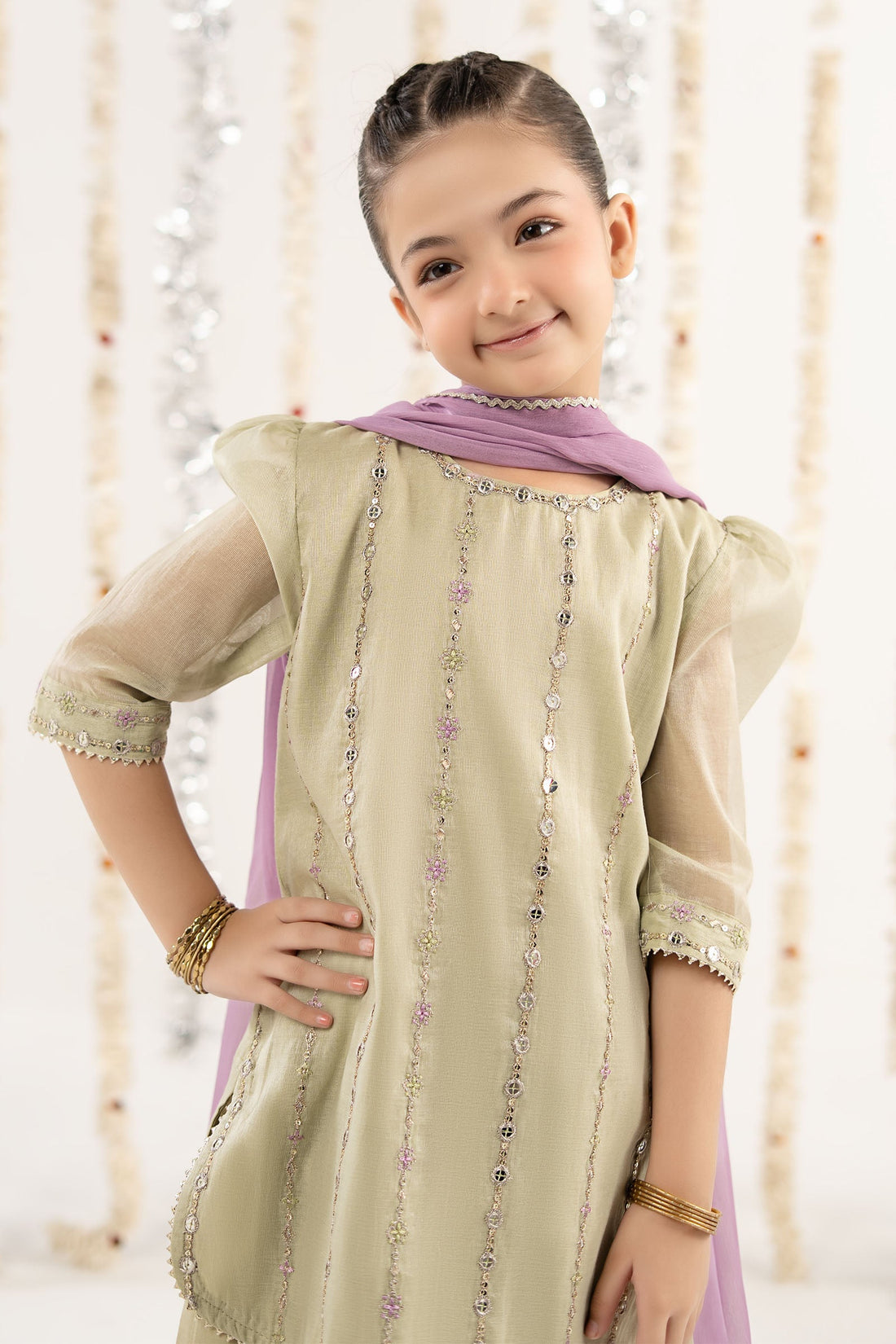 kids-clothes-mks-ef26-17-green by Maria B Kids - Designer Dress  - Type : KidsClothes - Available at Libasekhas UK - 100% Original 