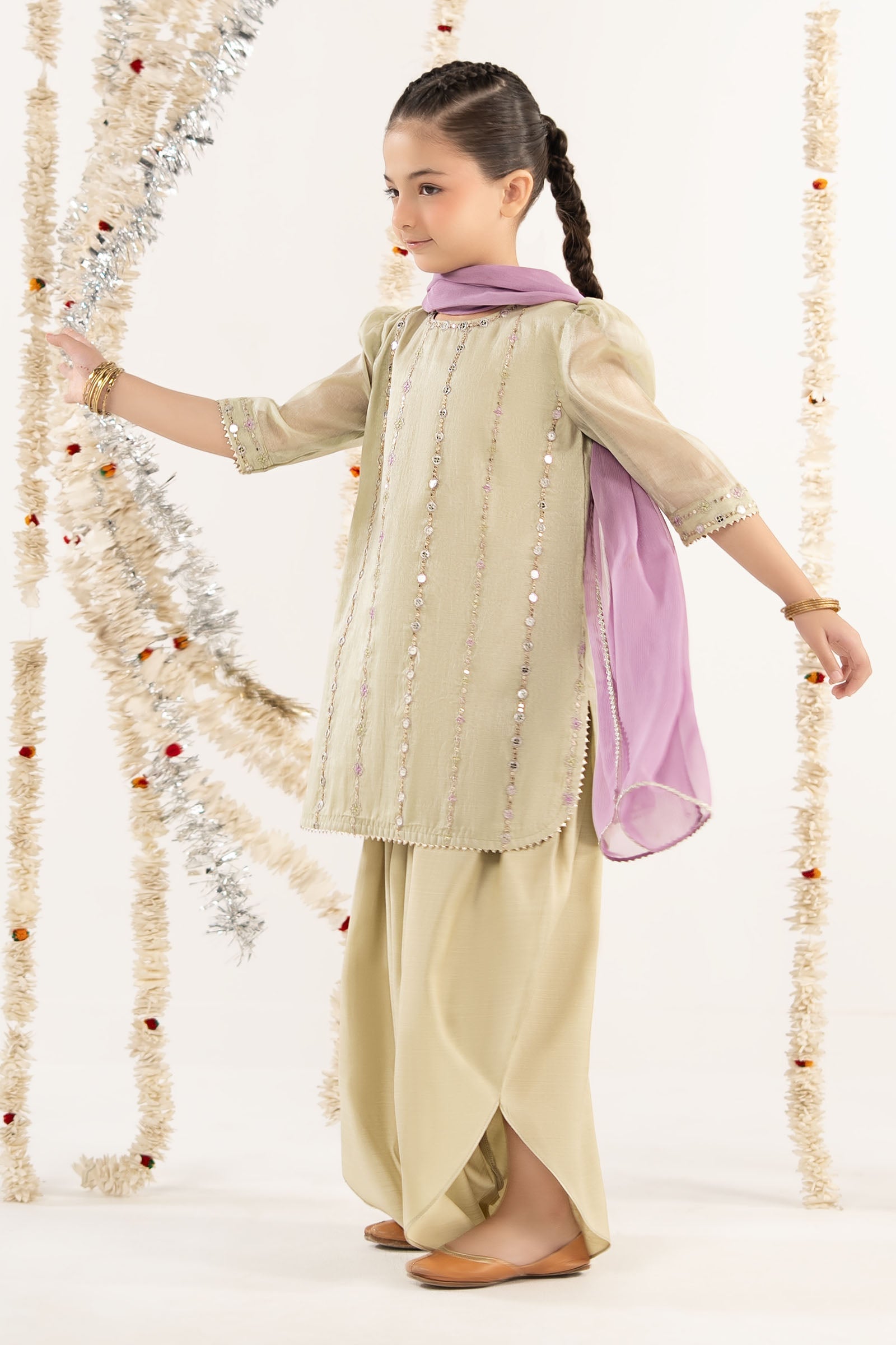 kids-clothes-mks-ef26-17-green by Maria B Kids - Designer Dress  - Type : KidsClothes - Available at Libasekhas UK - 100% Original 