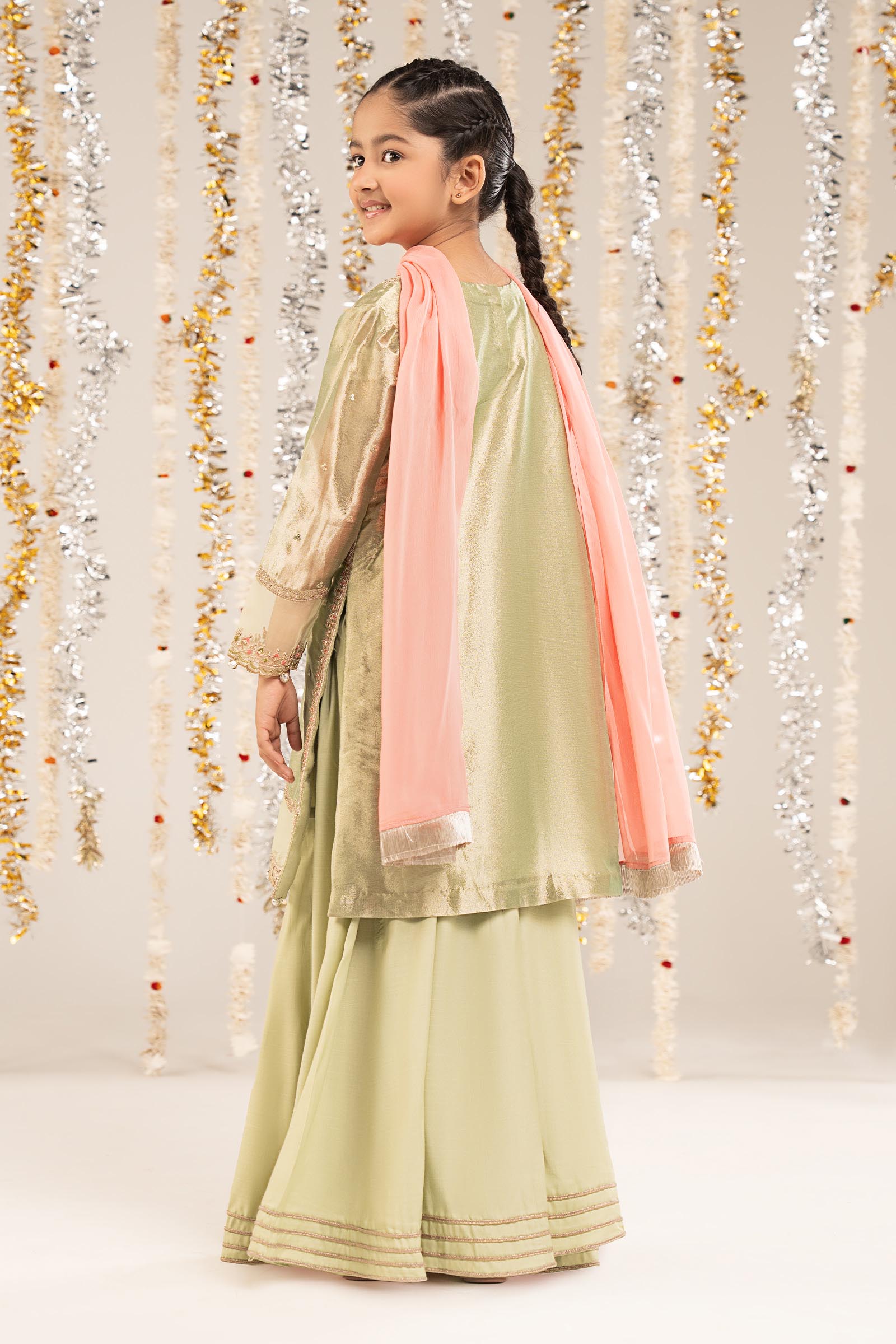 kids-clothes-mks-ef26-20-green by Maria B Kids - Designer Dress  - Type : KidsClothes - Available at Libasekhas UK - 100% Original 