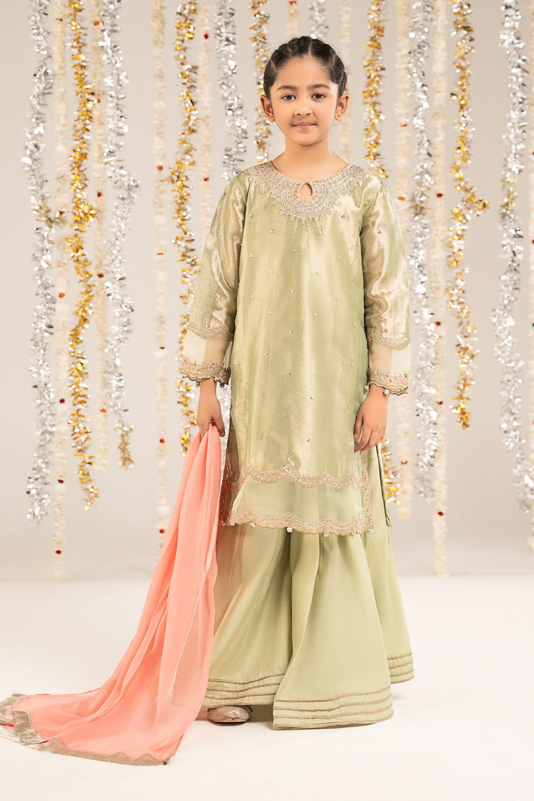 kids-clothes-mks-ef26-20-green by Maria B Kids - Designer Dress  - Type : KidsClothes - Available at Libasekhas UK - 100% Original 