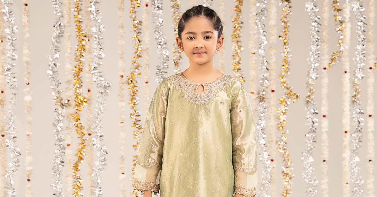 kids-clothes-mks-ef26-20-green by Maria B Kids - Designer Dress  - Type : KidsClothes - Available at Libasekhas UK - 100% Original 