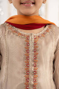 3 Piece Embroidered Zari Net Suit - Kids Clothing - available at Maria Faisal in UK and USA.