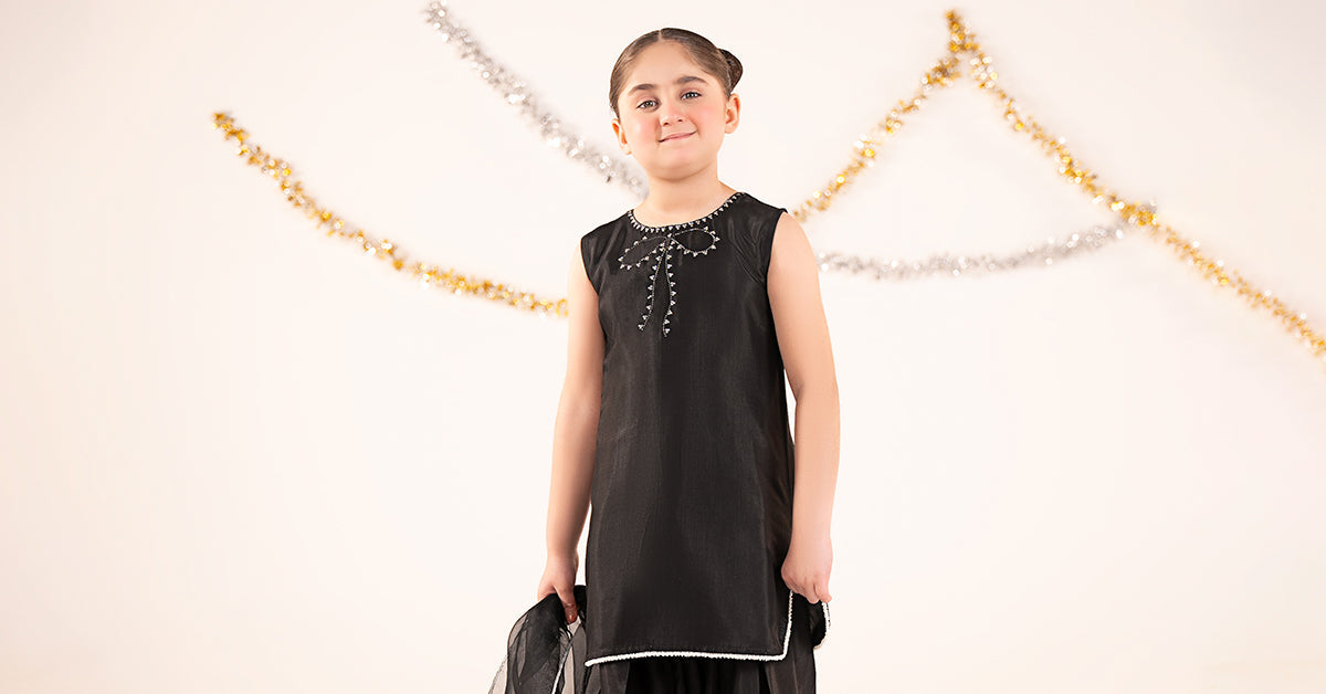 kids-clothes-mks-ef26-26-black by Maria B Kids - Designer Dress  - Type : KidsClothes - Available at Libasekhas UK - 100% Original 