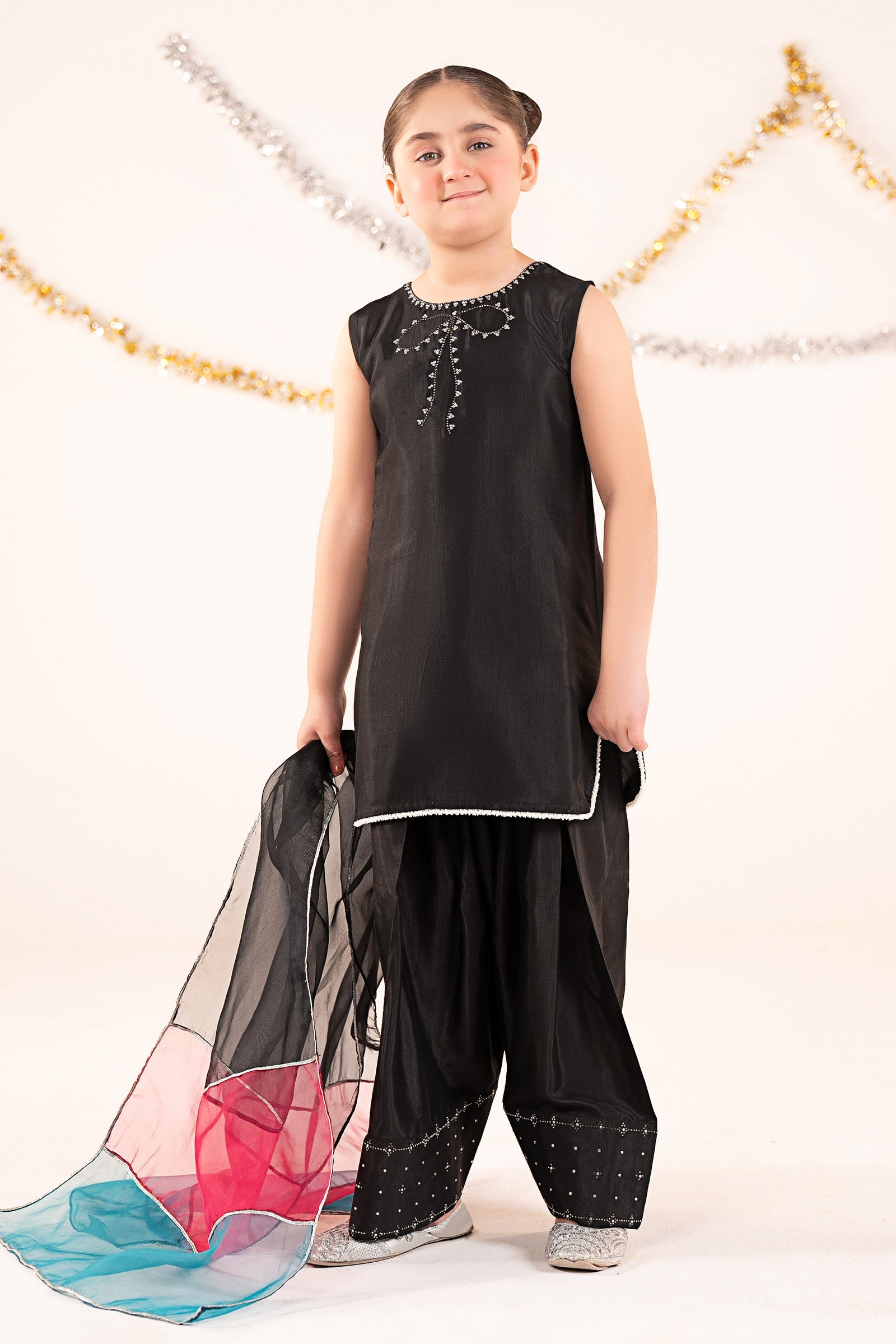 kids-clothes-mks-ef26-26-black by Maria B Kids - Designer Dress  - Type : KidsClothes - Available at Libasekhas UK - 100% Original 