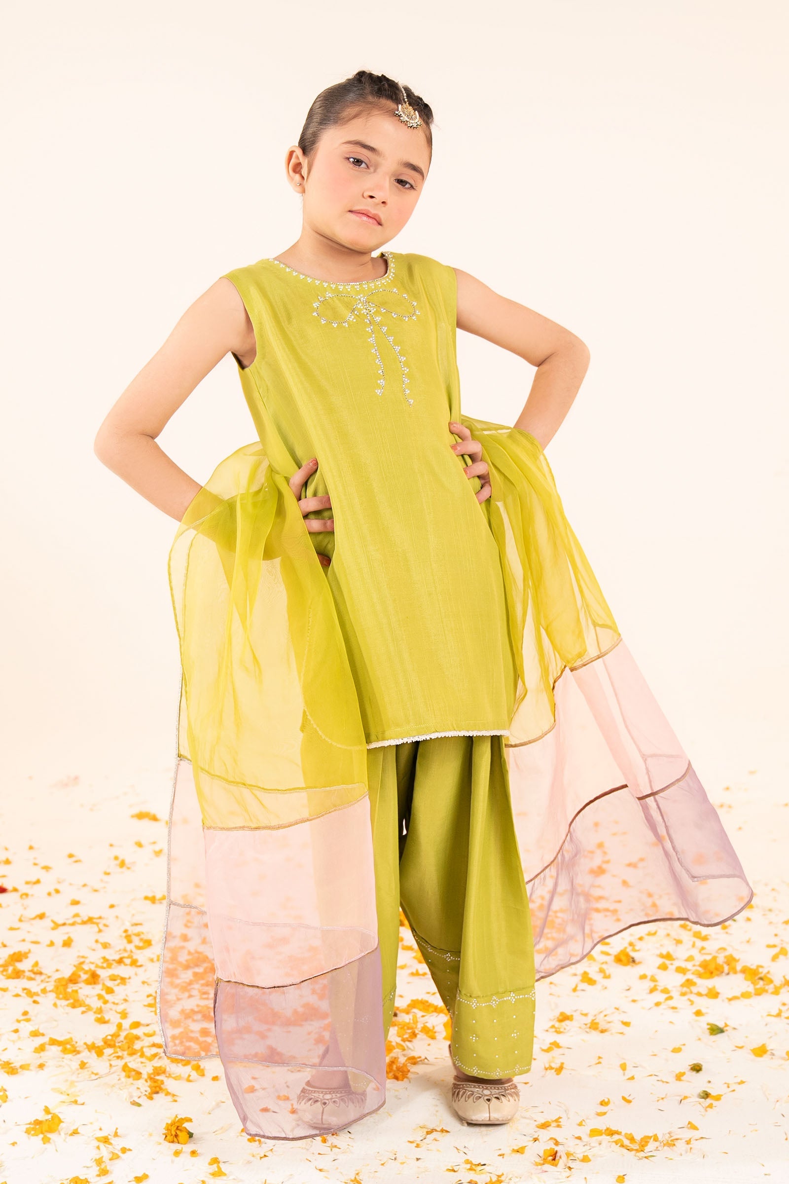 kids-clothes-mks-ef26-26-green by Maria B Kids - Designer Dress  - Type : KidsClothes - Available at Libasekhas UK - 100% Original 