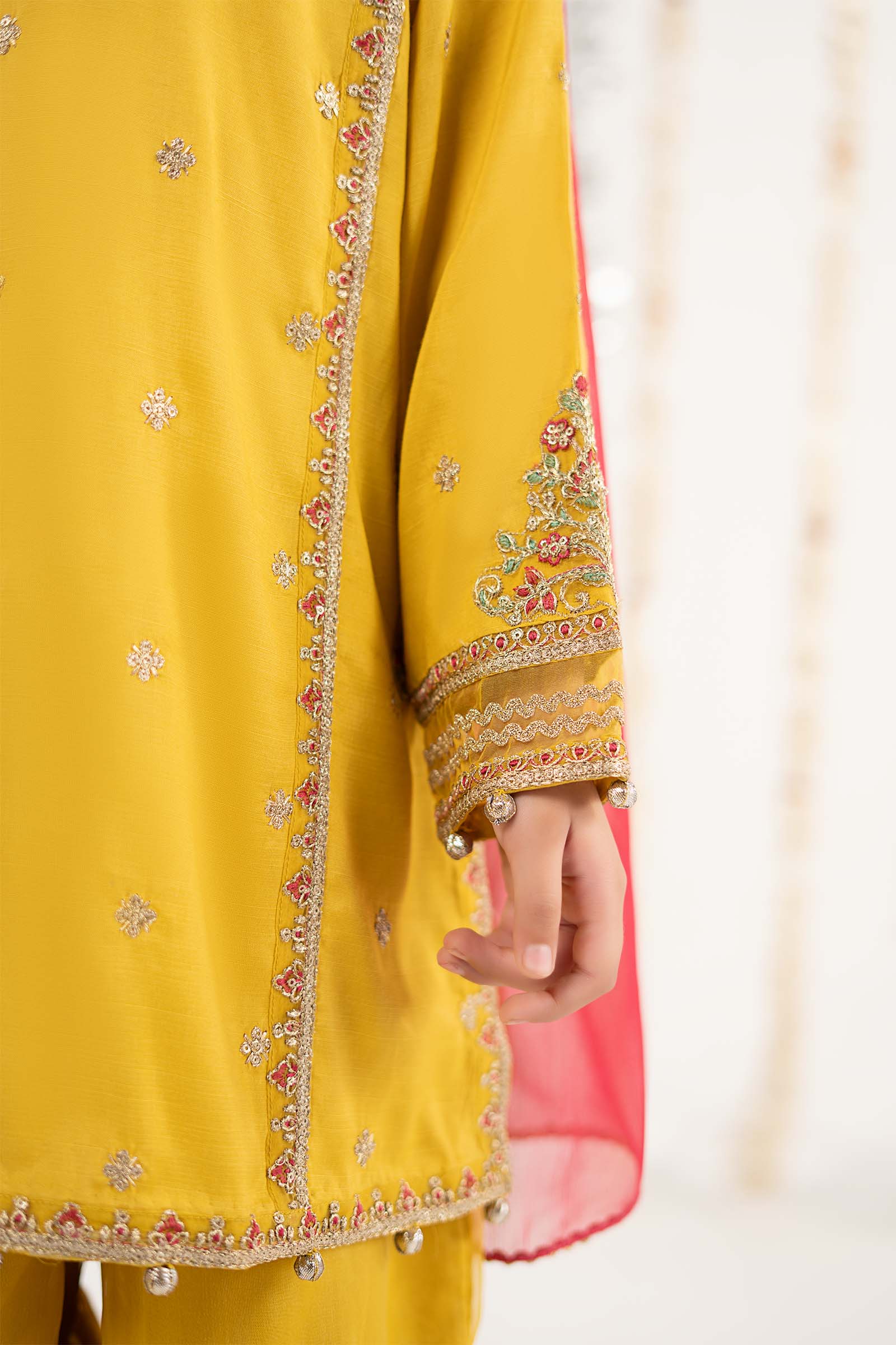kids-clothes-mks-ef26-28-yellow by Maria B Kids - Designer Dress  - Type : KidsClothes - Available at Libasekhas UK - 100% Original 