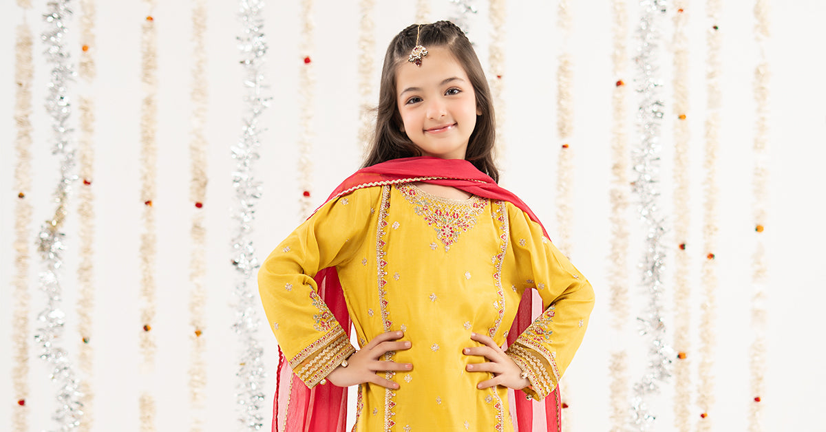 kids-clothes-mks-ef26-28-yellow by Maria B Kids - Designer Dress  - Type : KidsClothes - Available at Libasekhas UK - 100% Original 
