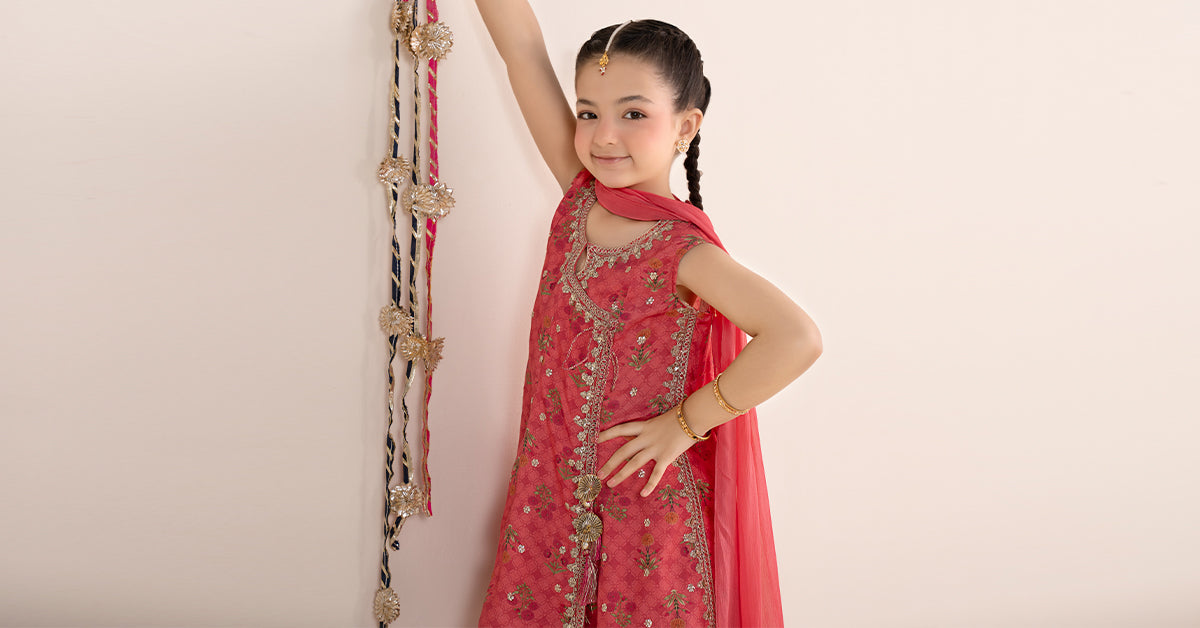 kids-clothes-mks-ef26-30-pink by Maria B Kids - Designer Dress  - Type : KidsClothes - Available at Libasekhas UK - 100% Original 