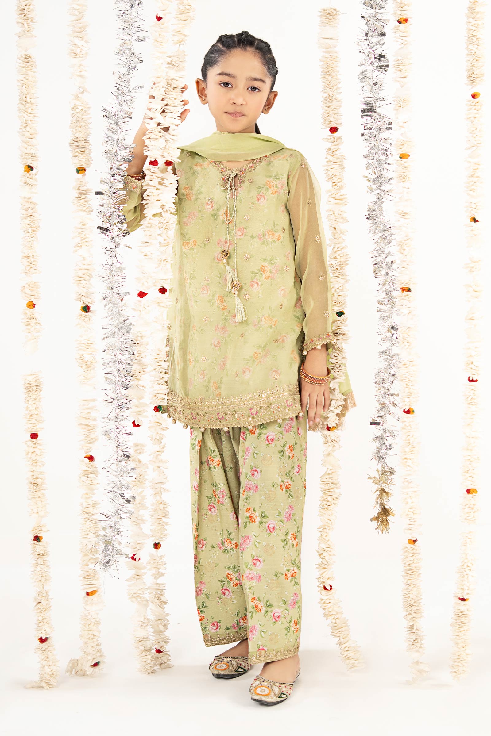 kids-clothes-mks-ef26-32-green by Maria B Kids - Designer Dress  - Type : KidsClothes - Available at Libasekhas UK - 100% Original 