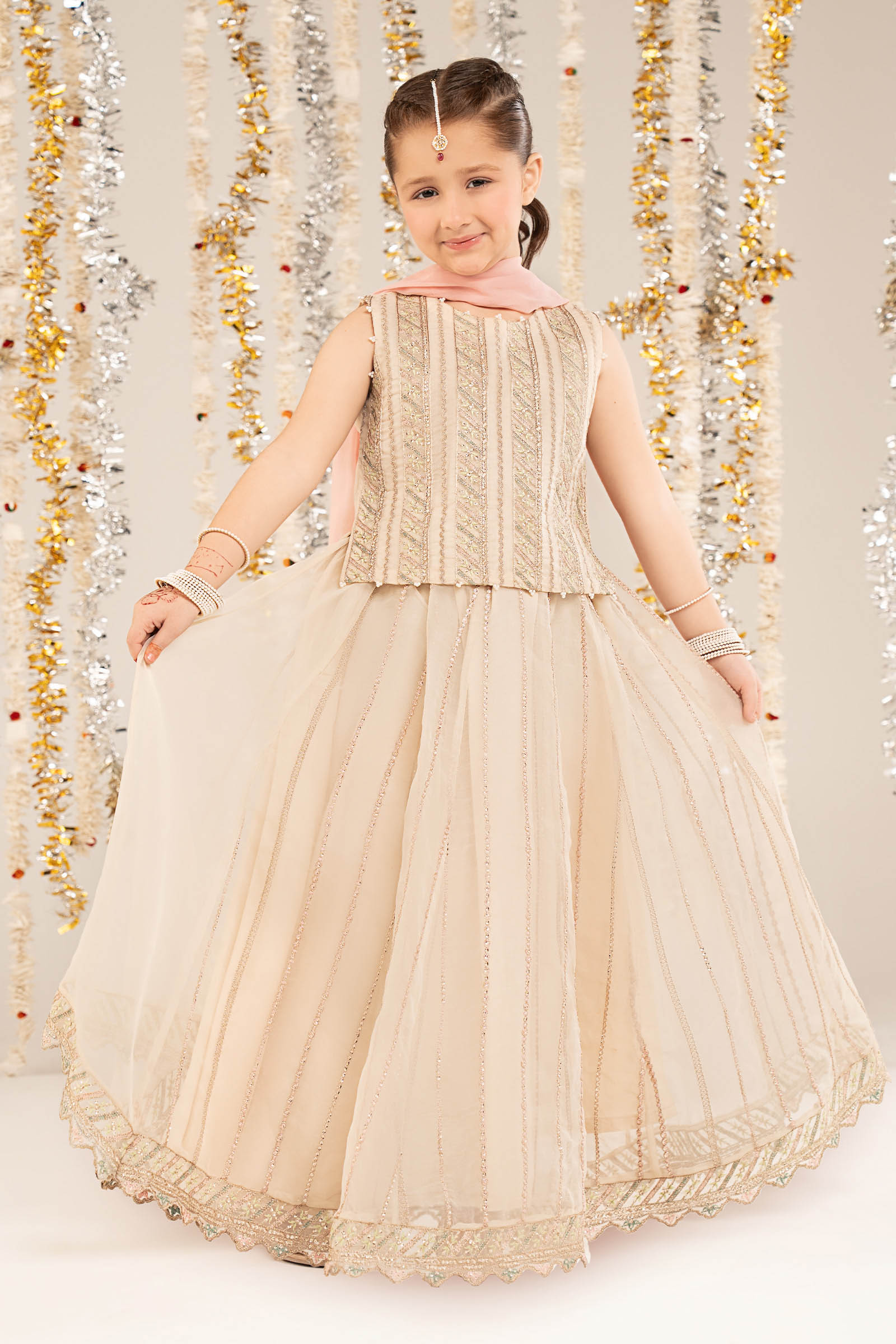3 Piece Embroidered Organza Suit - Kids Clothing - available at Maria Faisal in UK and USA.