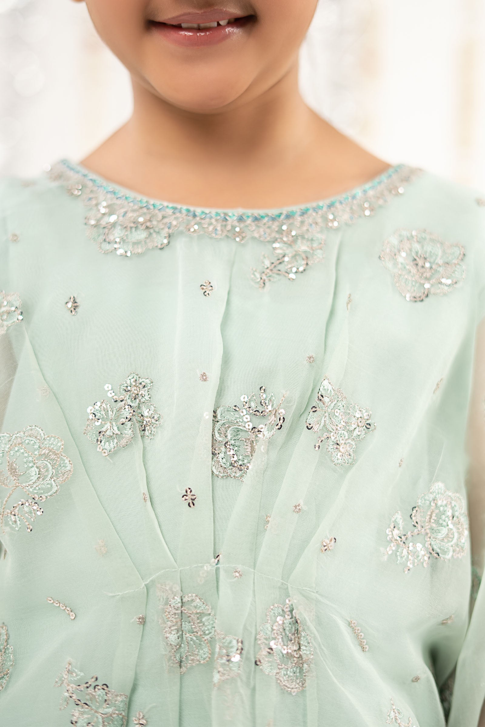 2 Piece Embroidered Organza Suit - Kids Clothing - available at Maria Faisal in UK and USA.