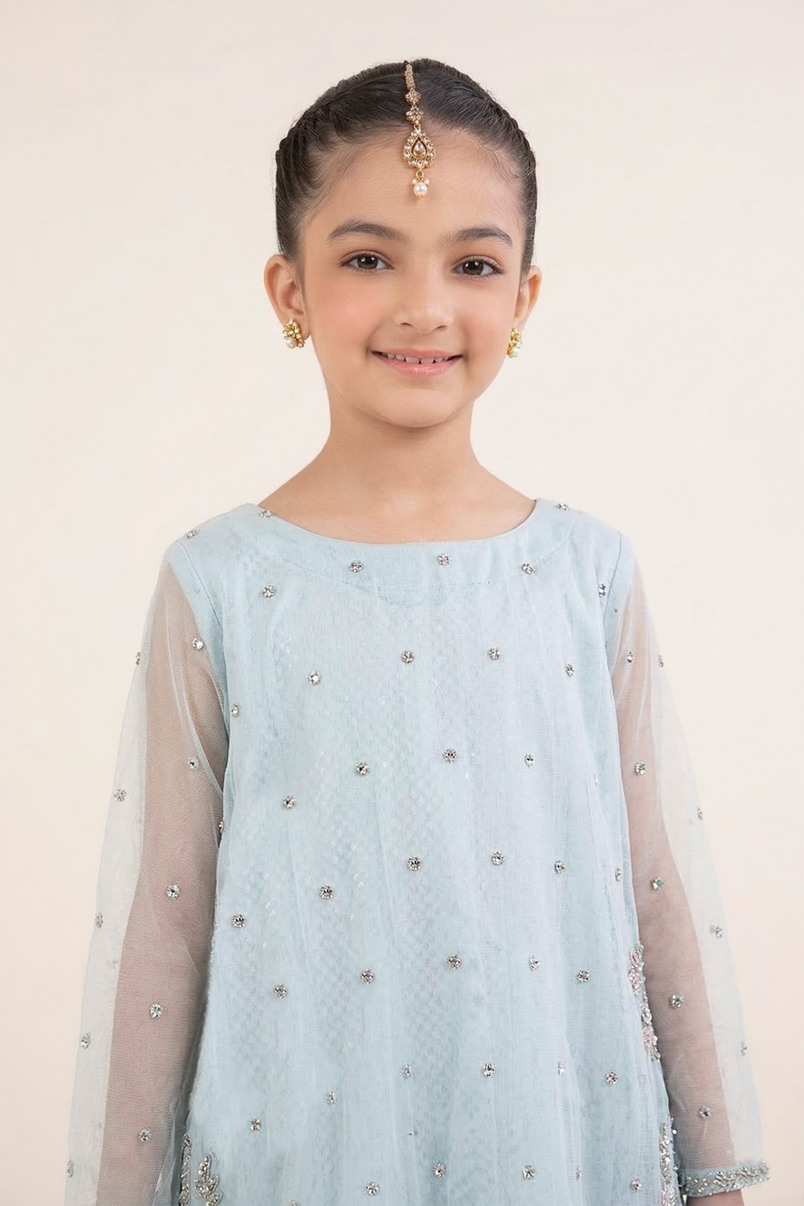 kids-clothes-mks-ef26-42-sky-blue by Maria B Kids - Designer Dress  - Type : KidsClothes - Available at Libasekhas UK - 100% Original 
